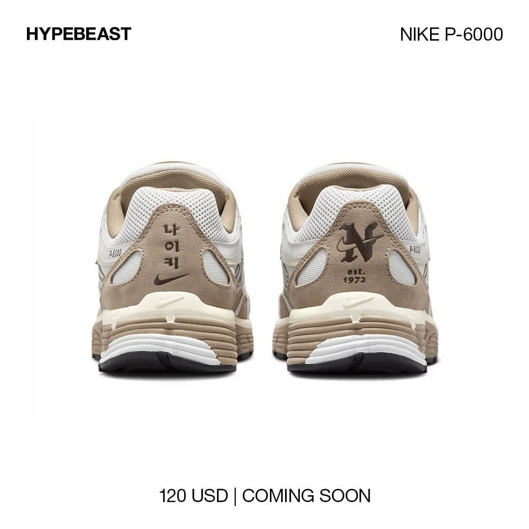 HYPEBEASTさんのインスタグラム写真 - (HYPEBEASTInstagram)「@hypebeastkicks: Following the reveal of the all-black, stealthy @nike P-6000 Premium, the Swoosh has revealed a“Khaki” colorway for the upcoming Fall season.⁠ ⁠ Starting off, the shoe is made with mesh, leather and suede overlays. Moving down the pair, overlays are dressed in light bone to contrast the photon dust base while khaki accents complement the model throughout. ⁠ ⁠ Additionally, a special heel tab sees Nike spelled out in Korean on the left sneaker as well as a custom graphic that celebrates the brand’s founding year of 1972 on the right heel. The same graphic is then portrayed on the insoles. Rounding out the design is a sail midsole that sit atop a black rubber outsole.⁠ ⁠ Look for the kicks to arrive in select retailers and on Nike for $120 USD.⁠ Photo: Nike」8月6日 13時55分 - hypebeast