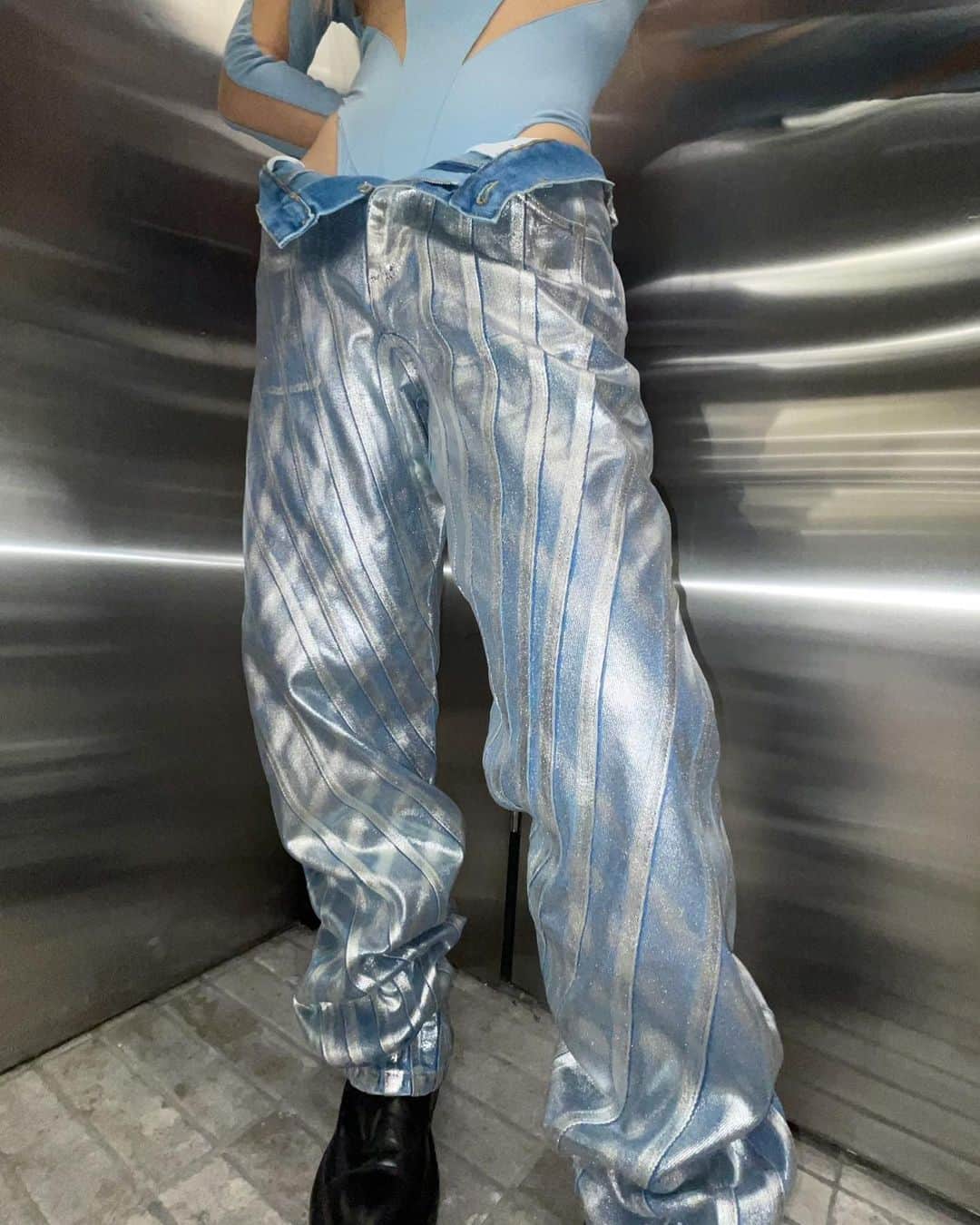 ミュグレーのインスタグラム：「The spiral jeans Mugler by @cadwallader, available @machine_a. - #mugler」