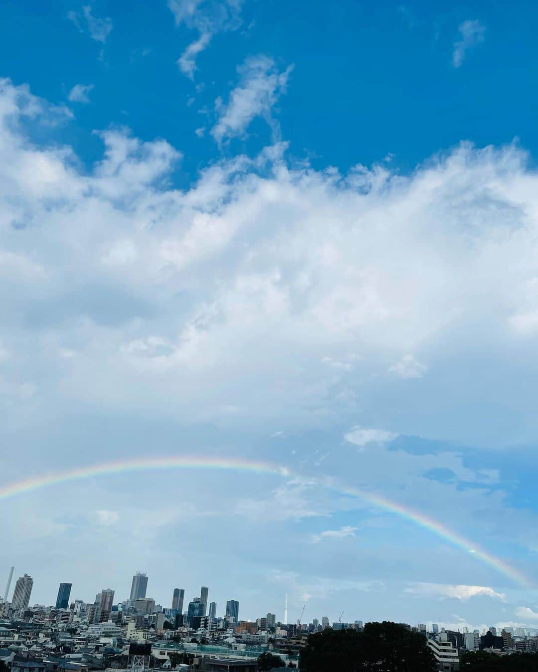 鉄拳さんのインスタグラム写真 - (鉄拳Instagram)「東京に虹が出ました。🌈✨  #鉄拳　#東京　#虹　#真ん中がスカイツリー　#小雨が降って少しだけ涼しくなりました🌈✨☺️」8月6日 16時33分 - tekkenparapara