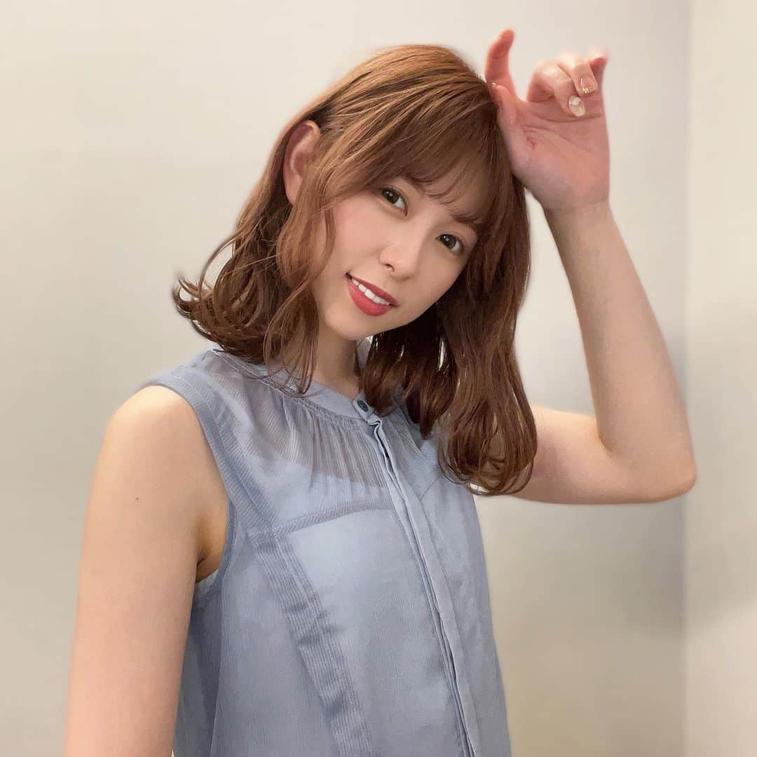 あおいれなのインスタグラム：「にゅーへあからー💇‍♀️🍊🫧 今回も可愛くしてもらいましたっ！！どうかな？ #ヘアカラー #オレンジブラウン #可愛い」