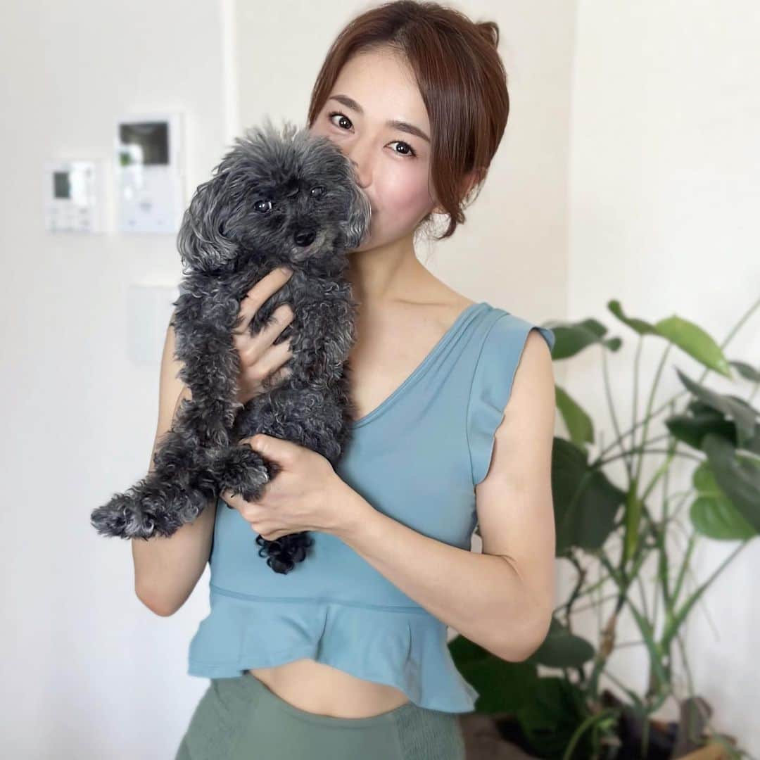 しろまっするのインスタグラム：「・ Nothing like a Sunday reset to prep for the week 🐕‍🦺🩵  そろそろまた実家に帰りたくなってきた🏠笑 Coco🐕‍🦺が実家大好きなんだよね💗  #wellness #workoutroutine #愛犬との暮らし #てんかん犬  #しろの相棒 #しろまっする」