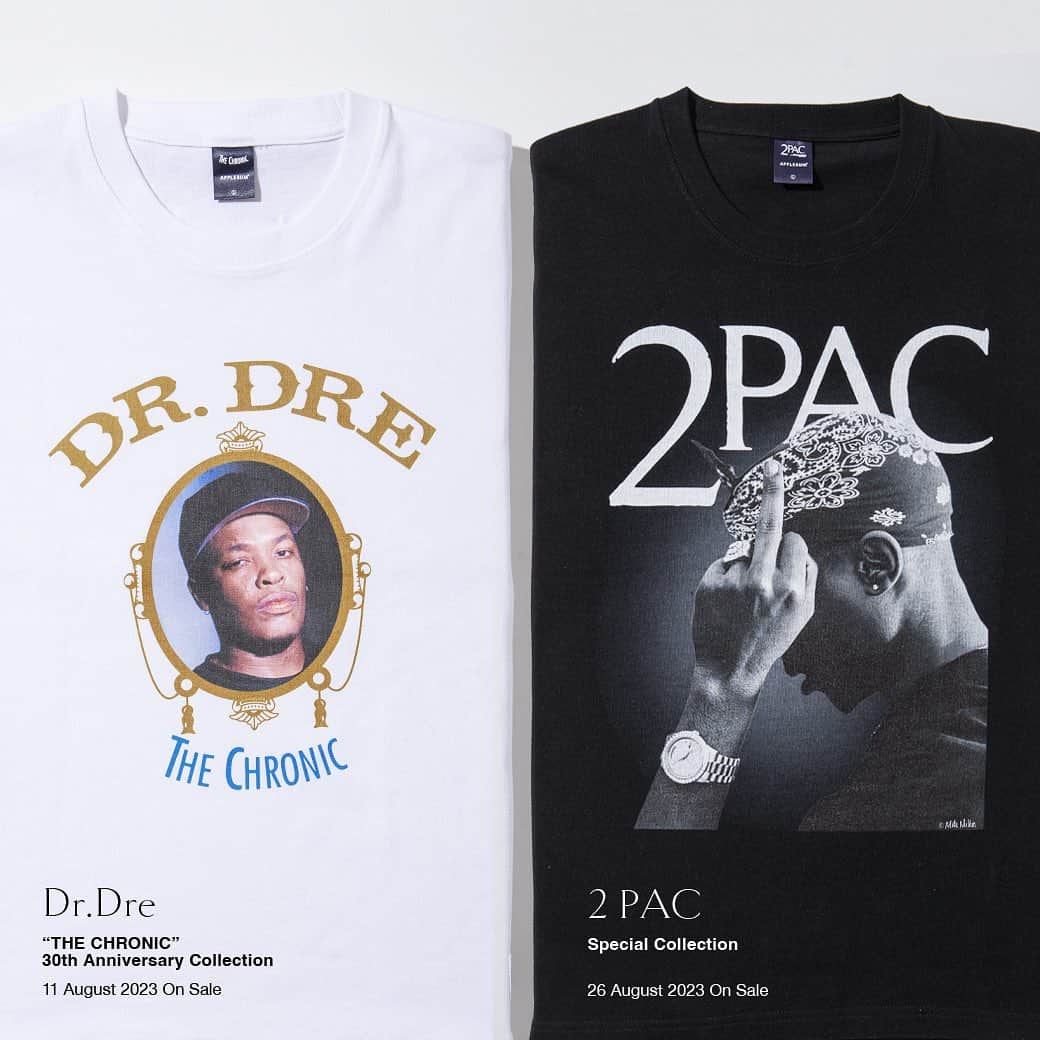 アップルバムさんのインスタグラム写真 - (アップルバムInstagram)「〜 California love 〜 2023 Summer Special Collection  Dr. Dreと2Pacによるカルフォルニア讃歌にして90's黄金期の西海岸ヒップホップを象徴する大ヒット曲「California Love」にリスペクトを込めたスペシャルコラボレーション。  革新的でありながらもタイムレスなヒット曲を作り続けるヒップホップを代表するプロデューサー「Dr.Dre」と、不屈のスピリットと鋭いリリシストとしての才能を持ち合わせたラッパー「2Pac」のタッグはヒップホップ文化全体に大きな影響を与え、単なるアーティスト以上の存在となり、アイコンとしての地位を確立しました。  Dr.Dreの長いキャリアの中でも特別な意味を持つソロデビューアルバム「The Chronic」 アルバム発売後30周年を記念したコラボレーションは、国内のファッションブランド初の試みとなります。  2Pacとのコラボレーションはヒップホップという枠を飛び出し今なおそのメッセージが世代を超えて響き続ける彼の存在を具現化したラインナップになっています。  ================  「“THE CHRONIC” 30th Anniversary Collection」 発売日 : 8月11日(金祝)  「2Pac Special Collection」 発売日 : 8月26日(土)  ================  各コラボレーションのラインナップは、後日発表いたします。  ヒップホップ史上でも特筆すべきDr.Dreと2Pacの組み合わせを体感できるコラボレーション。 ぜひお楽しみください。  @applebum_tokyo @drdre @2pac #applebum #drdre #thechronic #2pac」8月6日 19時58分 - applebum_tokyo