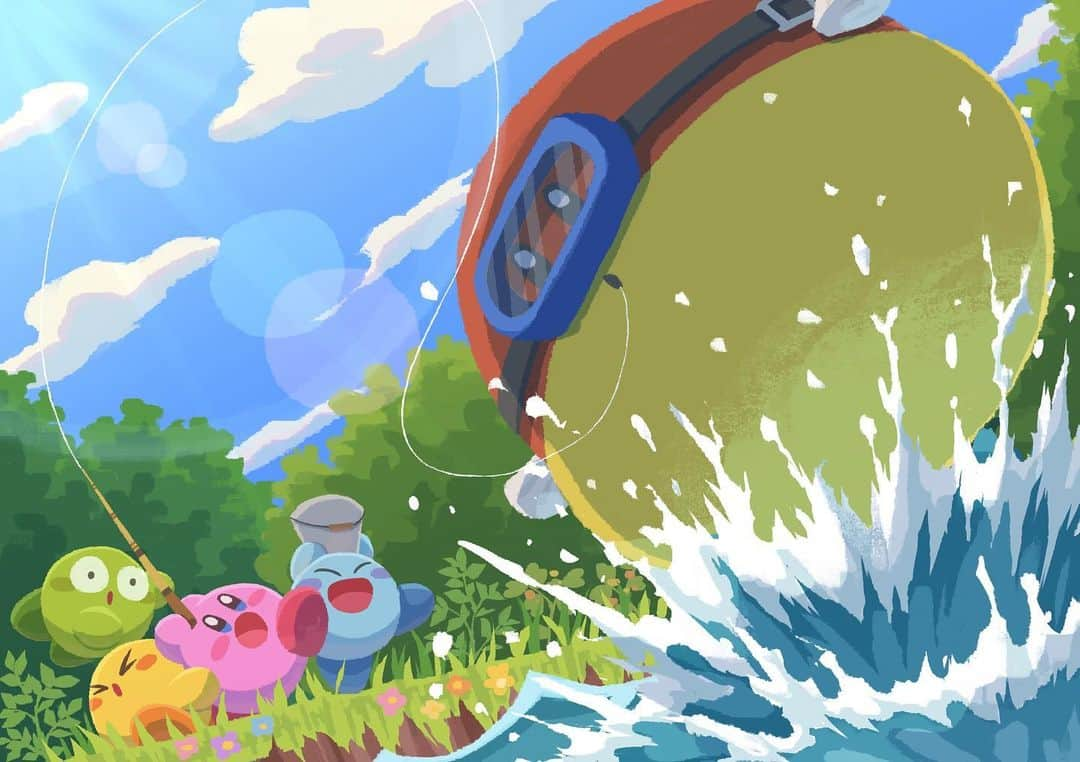 あらもんさんのインスタグラム写真 - (あらもんInstagram)「fishing🐟  #カービィ #星のカービィ  #イラスト #イラストグラム  #kirby #kirbyfanart  #illustration #illust  #illustgram  #drawing  #clipstudiopaint #釣り #fishing」8月6日 20時48分 - mikuro8423