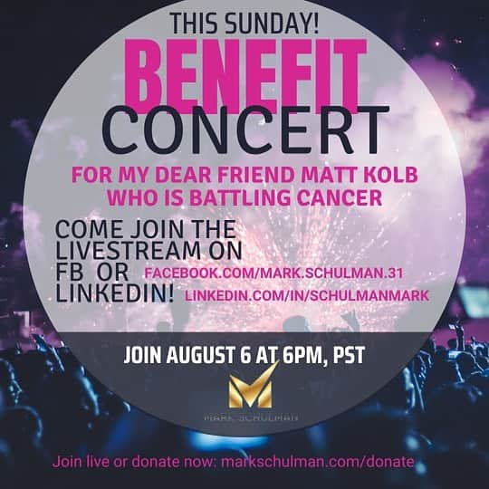 マーク・シュルマンさんのインスタグラム写真 - (マーク・シュルマンInstagram)「This is a rebroadcast of a benefit concert for Matt Kolb who has  recurrent stage four colon cancer.  Matt is in need of financial support for himself and his family.  The show is amazing and the cause is even better!」8月7日 9時26分 - markyplanet