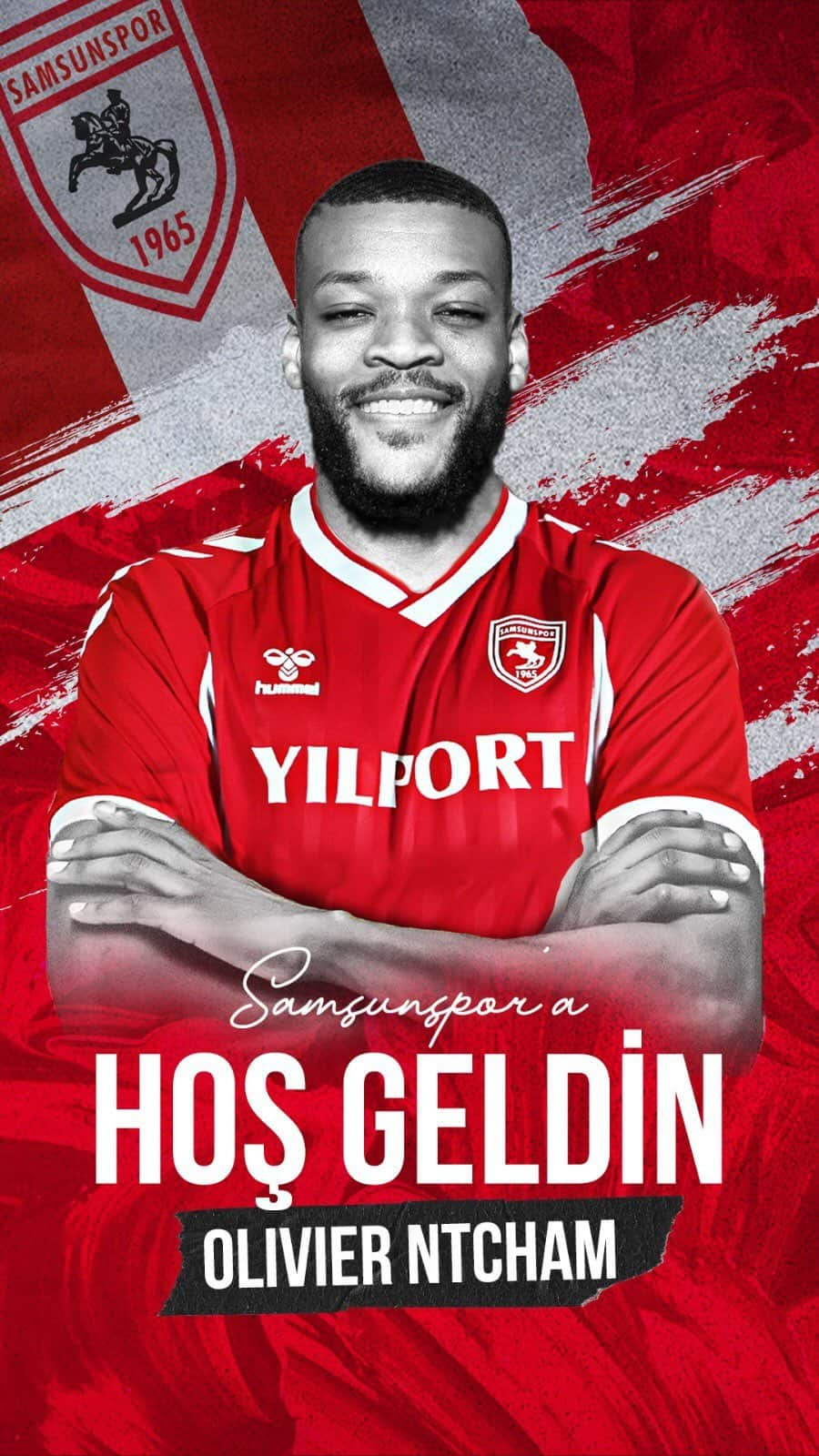 オリビエ・ヌチャムのインスタグラム：「Welcome to our Samsunspor family Olivier Ntcham 🔴⚪️  •••  Samsunspor Ailemize Hoş Geldin Olivier Ntcham 🔴⚪  📎 Detaylar web sitemizde ️  #Samsunspor #OlivierNtcham」