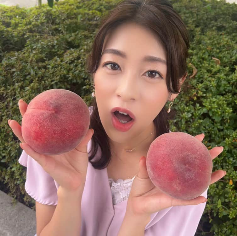 小宮山瑞季さんのインスタグラム写真 - (小宮山瑞季Instagram)「今が旬の桃🍑✨ 先日川中島の桃を差し入れでいただきました！ ずっしり重みがありました★  暑い夏が続いていますが、 果物で水分、糖分の補給をして、 元気に乗り切りたいものです😎✨  信州には、本当に美味しい果物がたくさんあって 嬉しいです☺️💓！！！ 特に今は、梨やスイカなど 色々な果物が収穫できる時期🍉🍐 今年はどれだけ信州の果物が食べられるかな～ 楽しみです💓👀！！！  写真は松山アナウンサーが撮影してくれました📸 もも～って言っている時の顔です😂 最近ついつい変な顔しちゃう。笑   #もも  #果物  #フルーツ  #信州フルーツ  #果物王国  #peach  #川中島  #kawanakajima  #長野市  #nagano  #つい  #変顔  #夏の味覚  #食べて元気に  #長野放送  #アナウンサー  #小宮山瑞季」8月7日 19時58分 - komiyama_mizuki