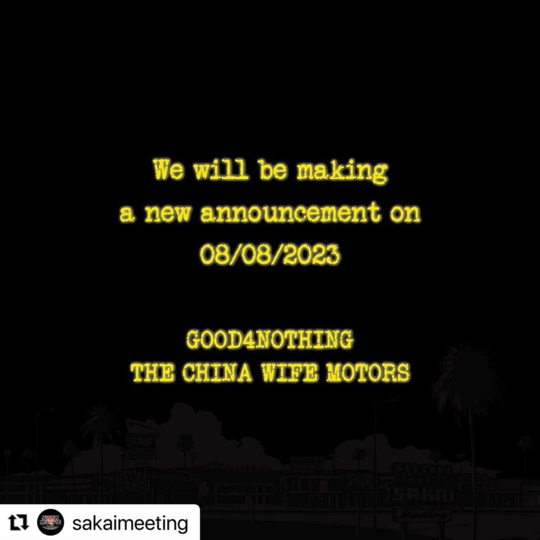 U-tanさんのインスタグラム写真 - (U-tanInstagram)「なぬぬ、、(￣∀￣)#Repost @sakaimeeting with @use.repost ・・・ 【⚡️明日⚡️】 ・ 明日8月8日、SAKAI MEETINGよりお知らせがあります‼️ よろしくお願いします‼️  GOOD4NOTHING & THE CHINA WIFE MOTORS」8月7日 20時17分 - utan_g4n