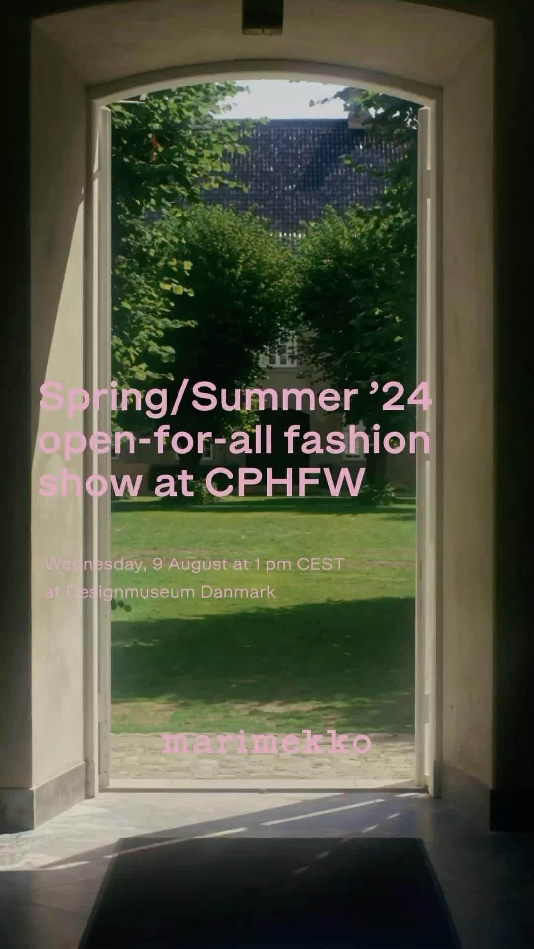 マリメッコのインスタグラム：「Coming soon. You’re invited to the Marimekko Spring/Summer ’24 open-for-all fashion show at Copenhagen Fashion Week. Performing live at the show: Finnish artist MALLA @mallamalmivaara    ⏰ Wednesday, 9 August at 1 pm CEST. We kindly ask you to arrive at 12-12:30 pm as the door will close at 12:30 pm.  📍 Designmuseum Danmark, Bredgade 68, 1260 København. No registration needed.   The fashion show is open to the public, reflecting Marimekko’s inclusive approach to design. Come join us in Copenhagen or watch the show live on Instagram or TikTok. Learn more—link in bio.  #marimekko #cphfw #SS24 @cphfw」