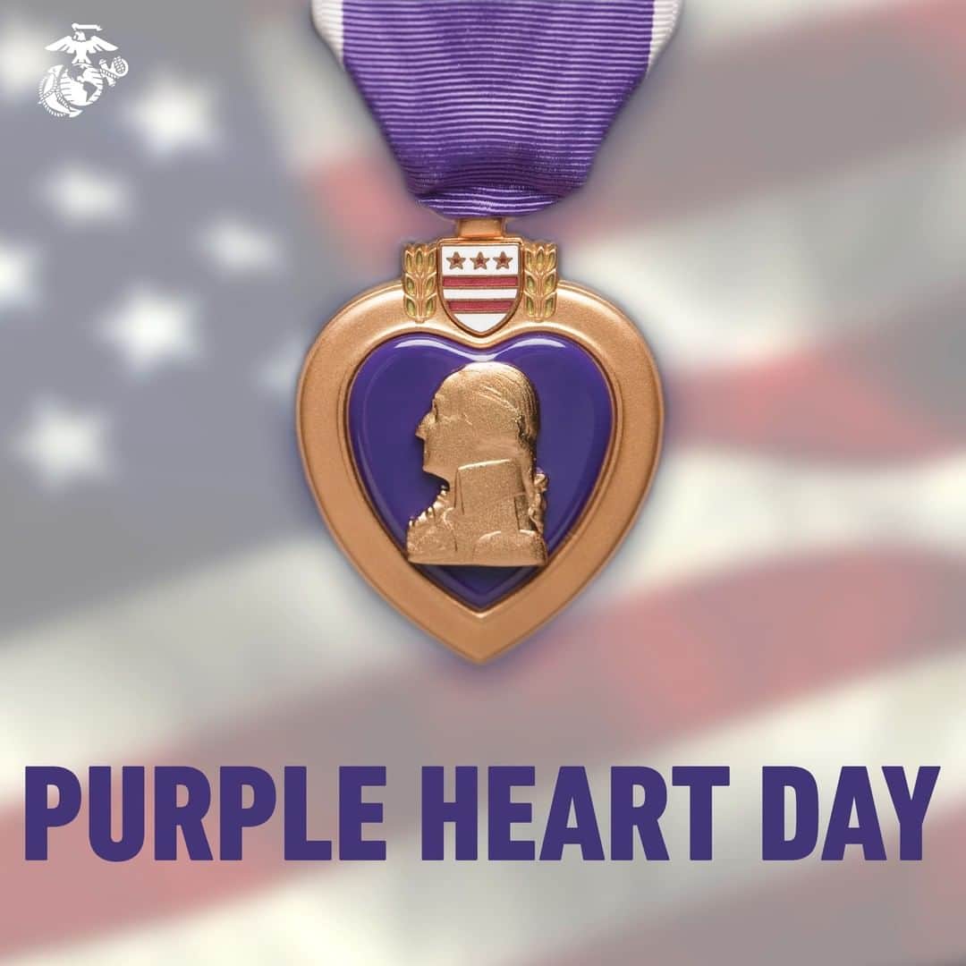 アメリカ海兵隊のインスタグラム：「On Purple Heart Day, we honor the more than 1.9 million members of the military who have been wounded or killed in action while defending our nation.  First awarded in 1932, the Purple Heart is presented to those who shed blood or have made the ultimate sacrifice as a result of hostile action.   The bravery and sacrifices of our wounded and fallen heroes are not forgotten.   Semper Fidelis.   #PurpleHeartDay #SemperFi #Marines」