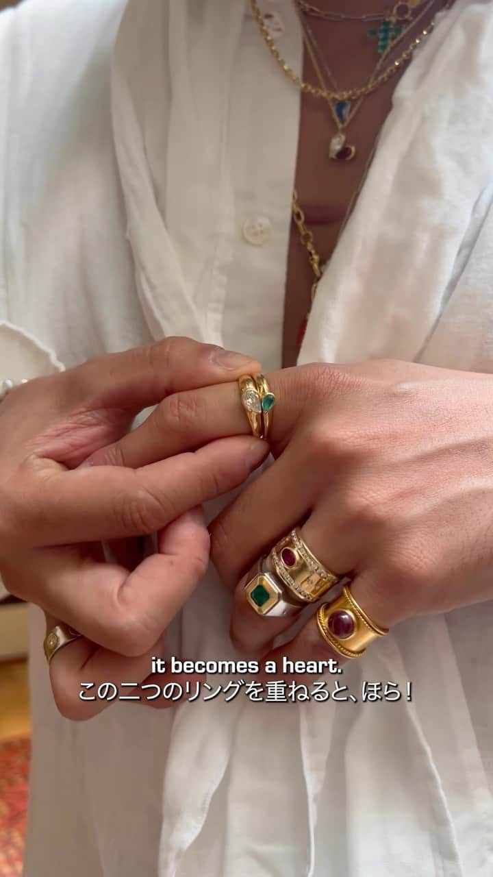 稲木ジョージのインスタグラム：「A behind the scenes convo with our Creative Director, George Inaki Root, about the design inspiration and process behind Milamore’s newest Duo Heart Collection 💙💖💚」
