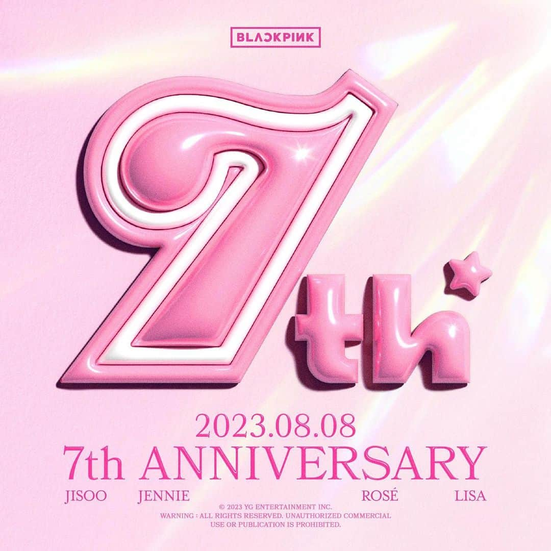 BLACKPINKのインスタグラム：「Happy BLACKPINK 7th Anniversary  #BLACKPINK #블랙핑크 #20230808 #BLACKPINK7thANNIVERSARY #7YEARSWITHBLINKS #YG」