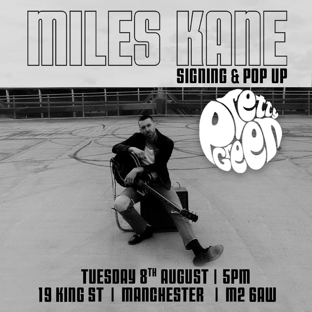 プリティグリーンのインスタグラム：「Just in, Pretty Green Manchester are delighted to host an in-store signing and pop-up to celebrate the release of @mileskane’s latest album ‘One Man Band’. Head to 19 King Street from 5-7pm tomorrow evening to bag your copy while stock lasts. First come, first served. #prettygreen #prettygreenmcr #manchester #mileskane」