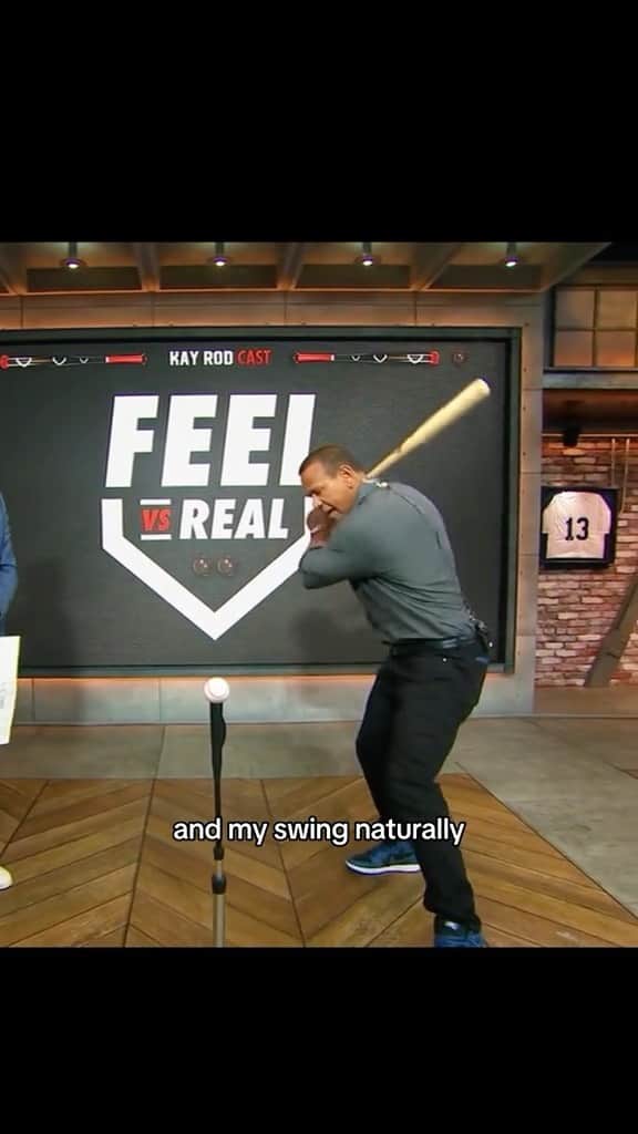 アレックス・ロドリゲスのインスタグラム：「Feel vs. Real… #baseballswing」