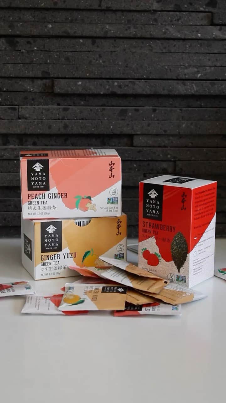 YAMAMOTOYAMA Foundedのインスタグラム：「Discover the harmonious fusion of flavor and wellness with our flavored collection.⁠ ⁠ 🍵 Ginger Yuzu Green Tea: A zesty punch of flavor with traditional Japanese yuzu and soothing ginger, aiding digestion.⁠ ⁠ 🍵 Mint Green Tea: Soothe your senses with the calming essence of mint, perfect for soothing the tongue and throat.⁠ ⁠ 🍵 Strawberry Green Tea: A refreshing team favorite, combining the sweet taste of strawberries and the earthy notes of Sencha green tea to help balance the body.⁠ ⁠ 🍵 Peach Ginger Green Tea: A harmonious blend of ripe peach sweetness and a kick of ginger, renowned for aiding digestion and promoting circulation.⁠ ⁠ At Yamamotoyama, we firmly believe that ingredients beneficial for your well-being should be both easily attainable and a delight to your senses.⁠ ⁠ Click on our link in bio to shop your favorite!⁠ ⁠ ⁠ #yamamotoyama #japanesegreentea #greentea #matcha #tea #healthy #wellness #tealover #organic」