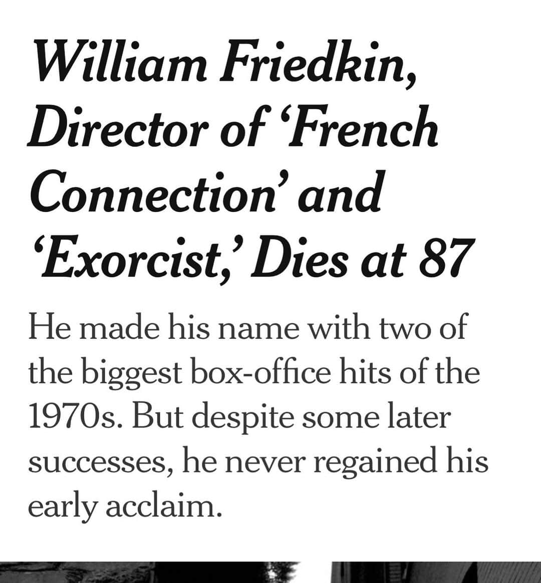 トム・ベリカのインスタグラム：「RIP legend Willam Friedkin. #directorspov @dga」