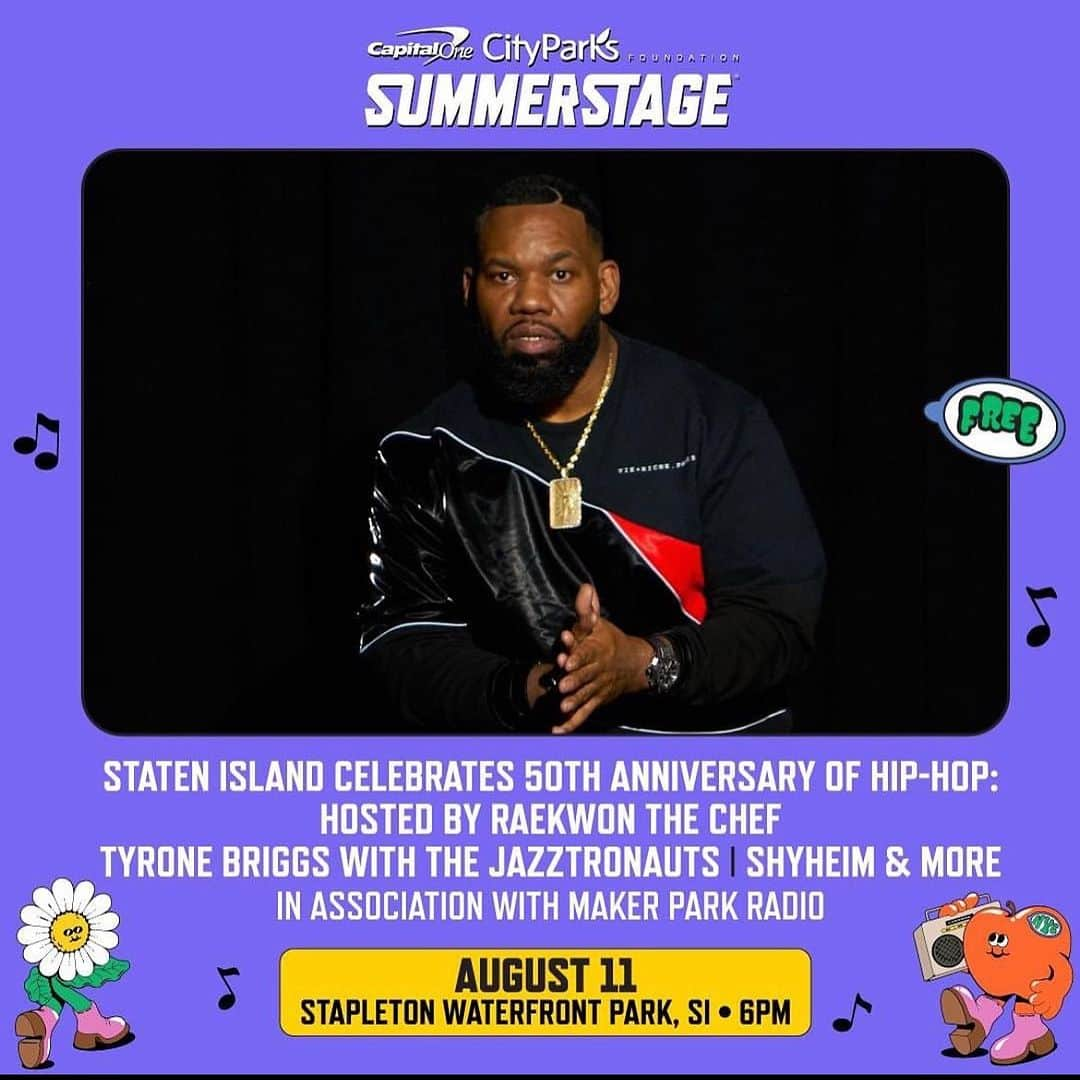 レイクウォンのインスタグラム：「Meet Us !!!!!!!CityParks @summerstage Presents 50th Anniversary of Hip Hop |  Staten Island NY, 8/11 !!」