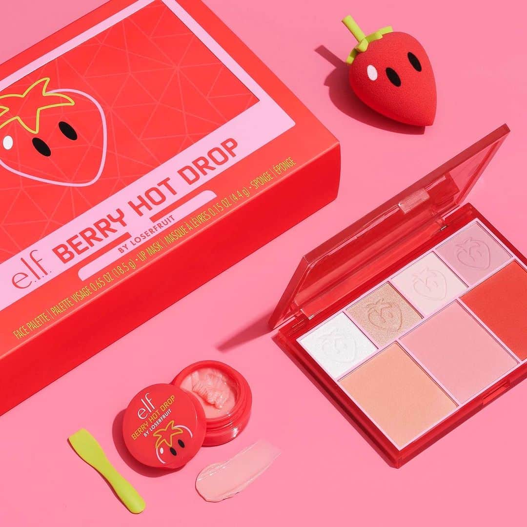 e.l.f.さんのインスタグラム写真 - (e.l.f.Instagram)「#Strawberry Makeup🍓! The NEW & LIMITED-EDITION e.l.f. x @loserfruit Berry Hot Drop Set is available to shop at Target (@targetstyle ), Shoppers Drug Mart (@shoppersbeauty), and SuperDrug (@superdrug ) 🍓  Lead your lips to a super-soft victory with the Strawberry Surge Lip Mask! 💋 This nourishing, strawberry oil-infused formula delivers a boost of intense hydration! 💦  The 3-piece set also includes: 🍓 Strawberry Plush Makeup Sponge  🍓 Strawberry Download Palette   #elfcosmetics #elfingamazing #eyeslipsface #crueltyfree #vegan」8月8日 6時41分 - elfcosmetics