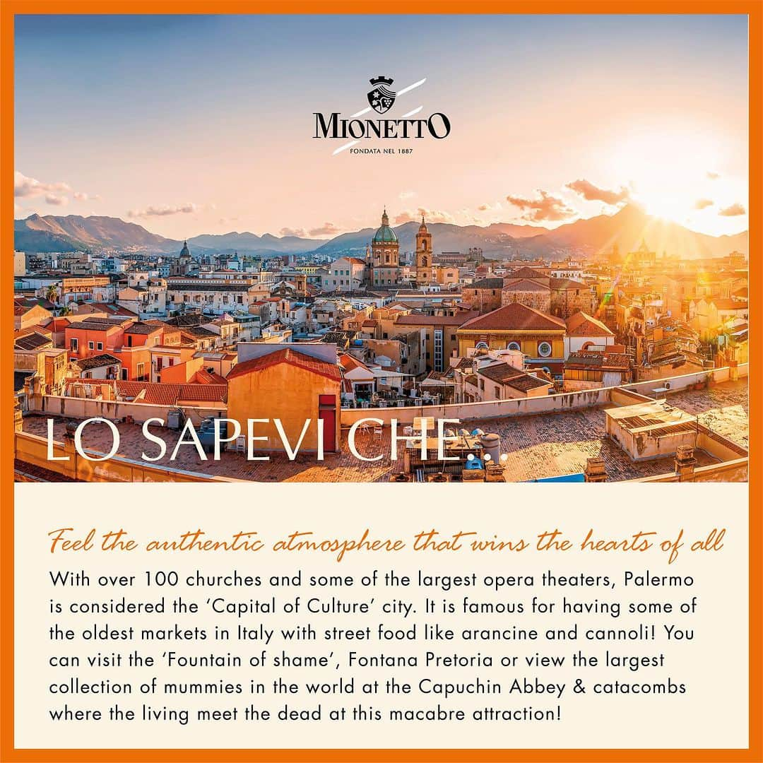 Mionetto USAさんのインスタグラム写真 - (Mionetto USAInstagram)「MIONETTO TRAVEL GUIDE 🧡🍾  SALUTI DA PALERMO.  Viaggiatori, we’ve arrived to la splendida Palermo, a must visit city filled with delicious cuisine, mesmerizing landmarks and more! From rich history to vibrant culture, discover the old city of Sicily with Mionetto Prosecco! 🧡  Get ready to tour around Quattro Canti, Ballarò, and more sweet historical corners while capturing the most bellissime #MioDolceFarNiente moments with Mionetto's Travel Guide, the ultimate companion for your viaggio Italiano! So, with your passport in hand and the Mio orange suitcase packed, enjoy Palermo, a destination that’ll impress you beyond any Italian city!   Don't forget to save and share our Palermo Travel Guide with your amici e famiglia for their next unforgettable journey to Sicily!  #MionettoTravelGuide #Mionetto #Travel #Prosecco #Vacation #Palermo #MionettoProsecco #TravelToItaly  Mionetto Prosecco material is intended for individuals of legal drinking age. Share Mionetto content responsibly with those who are 21+ in your respective country. Enjoy Mionetto Prosecco Responsibly.」8月8日 6時59分 - mionettoproseccousa