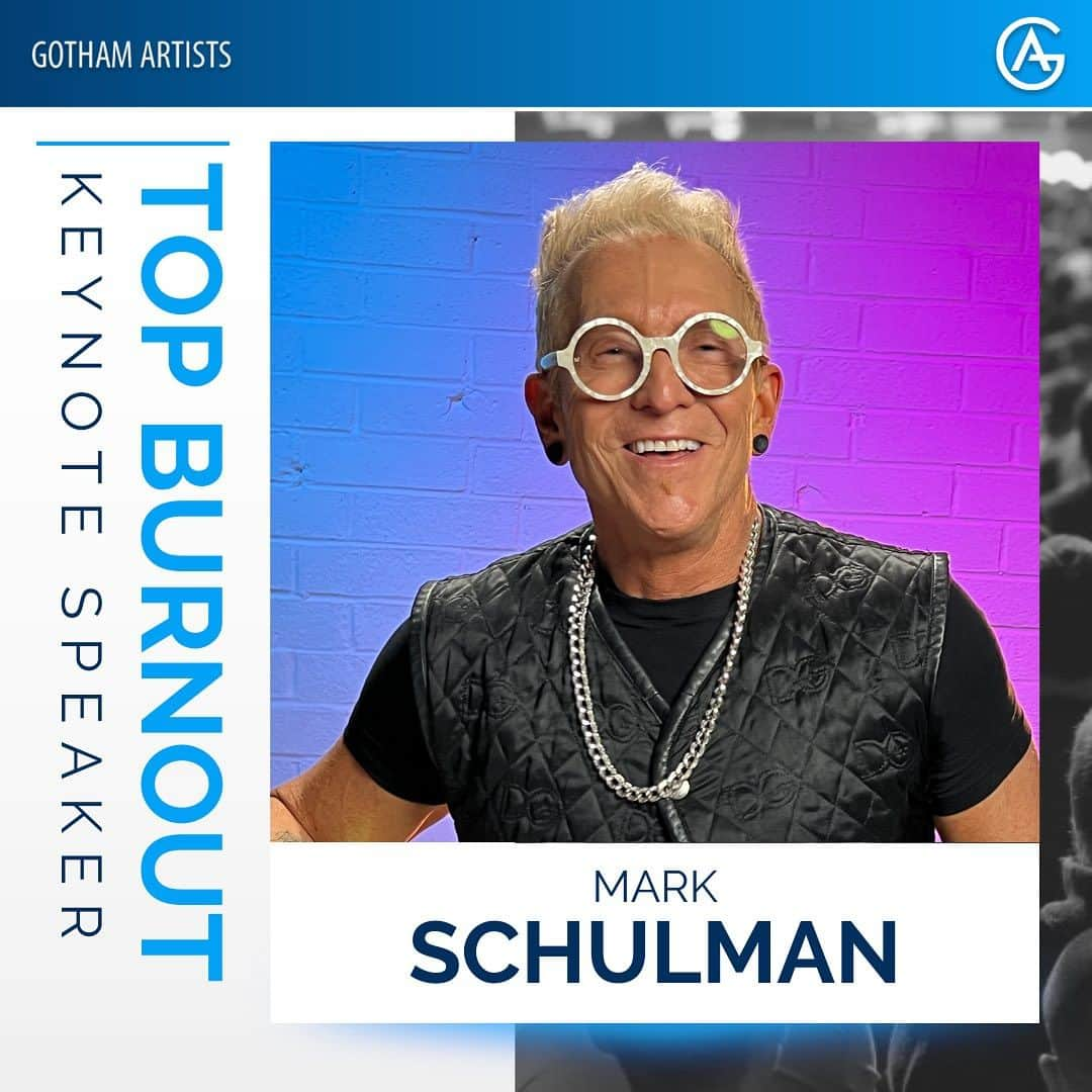 マーク・シュルマンのインスタグラム：「⠀ Don't burn out… Rock out! Such gratitude to my friends at Gotham! @gothamartists 🎤  #rockout #rockstarattitude #keynotespeaker #drummer #gothamartists #markschulman」