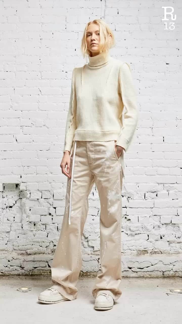 のインスタグラム：「The Flat Sleeve Turtleneck: Now available with the Pre-Fall collection.  Available at R13.com and our flagship store on 34 Howard Street.  #r13 #r13denim #prefall」