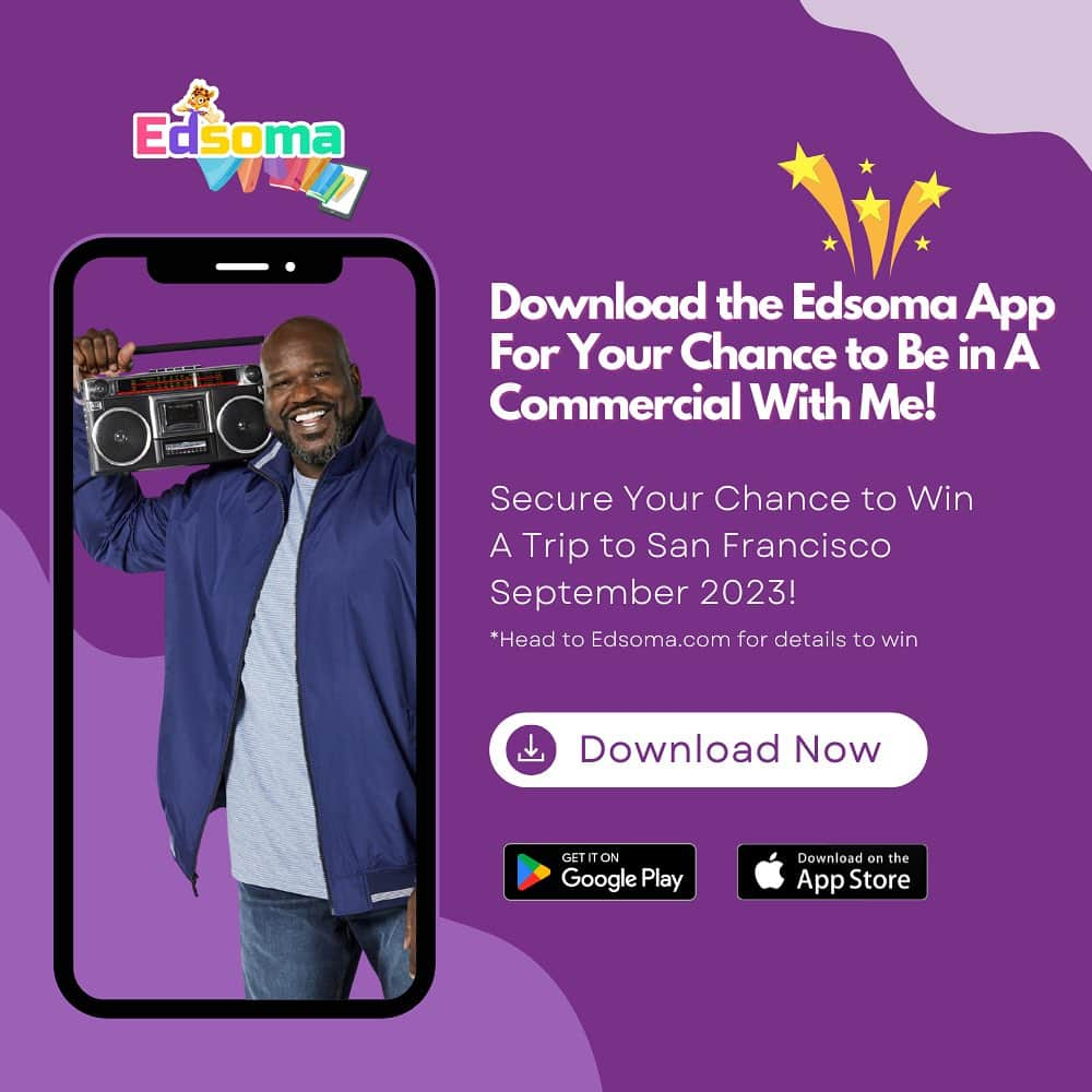 シャキール・オニールさんのインスタグラム写真 - (シャキール・オニールInstagram)「Download Edsoma for your chance to win an all-expenses-paid trip to SF and star in their first-ever commercial with me! 🎥 Head to http://Edsoma.com for all the details to win. Let's give everyone a reading chance! 📖✨ #ad」8月8日 7時50分 - shaq