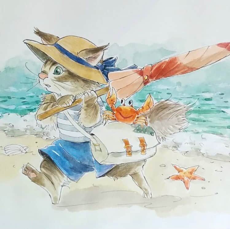 イラストレーター山崎牧子のインスタグラム：「世界猫の日2023 猫たちが幸せでありますように🐈🐈‍⬛  #猫#世界猫の日#ねこ#cat#makikoinatome#いなとめまきこ」