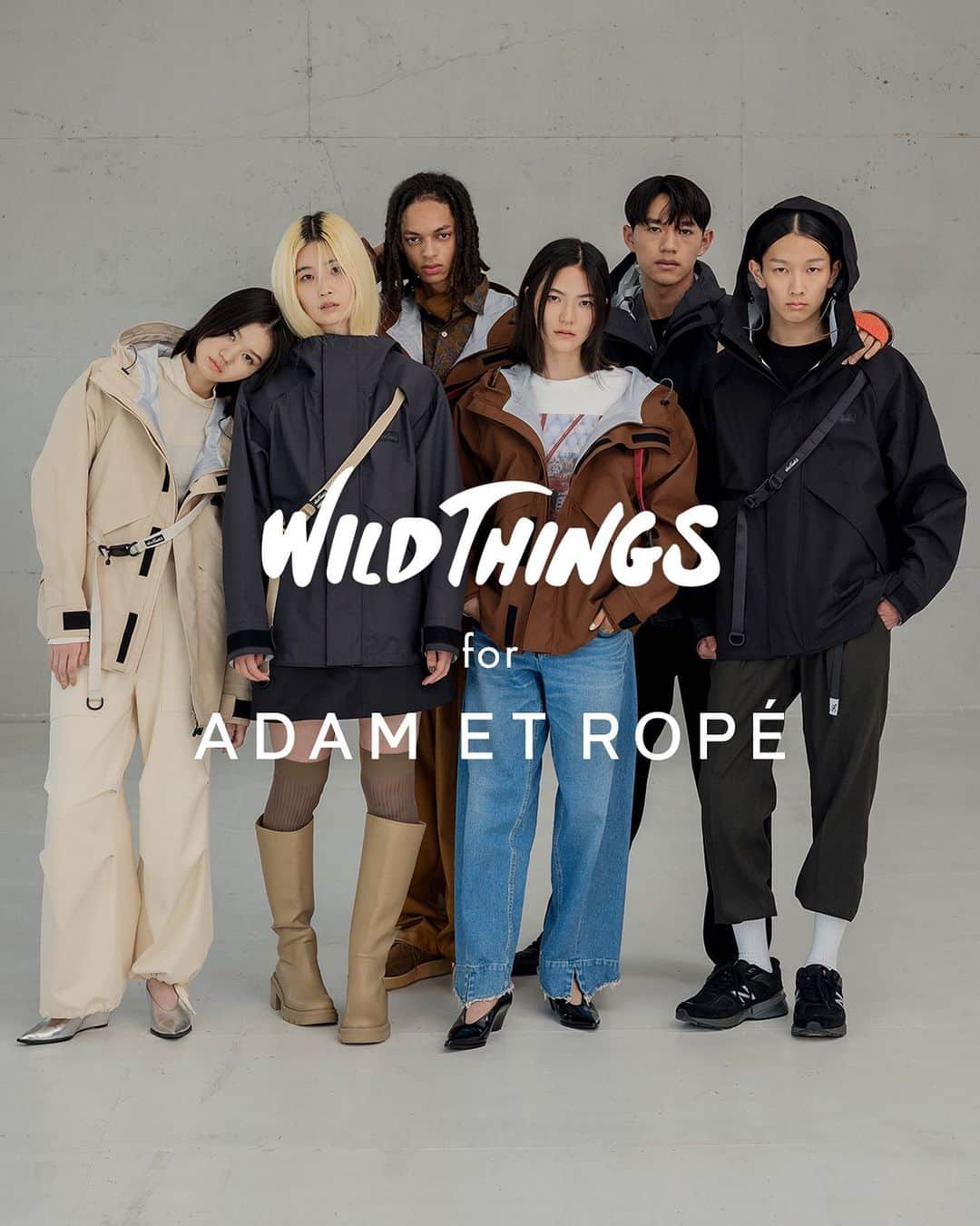 のインスタグラム：「【WILDTHINGS for ADAM ET ROPÉ 2023 AUTUMN WINTER COLLECTION】︎  アダム エ ロぺのアウターの中でも、数シーズンに渡り展開し好評を博している「WILD THINGS」との別注デナリジャケット。  年齢・性別・国籍にとらわれず着用可能なシルエット、耐水・防水・防風を兼ね備えた3レイヤー機能、取り外し可能でアクセントとしても存在感を放つツールストラップベルトに加え、今シーズンは表面をマットポリエステル素材に変更し、よりソフトでライトに仕上げた。  WILD THINGSの「LIGHT IS RIGHT (軽くてタフでなければいけない)」というコンセプトを受け継ぎながらも、要所要所のギミックや配色にアダム エ ロぺらしい「モード 」を存分に感じられるアイテムを、ぜひこの秋の一着目の相棒に選んでみては？  -----  KEY ITEM ▪️【WILDTHINGS for ADAM ET ROPÉ】TOOLSTRAP DENALI JACKET ¥42,350 FEMME: #EUL73100 HOMME: #GML13200  -----  PHOTOGRAPHER _YOSUKE EJIMA  HAIR _MASASHI KONNO @ma34hair  MAKE _SHIKIE MURAKAMI @shikiemurakami   MODEL _SOTA @1needm0rebigl0ve  _EIRI KAZAMA @eirikazama  _HYO @hyo_0906 _HINA MISHIMA @hina__mishima _AFEE @afeekasse _YUKO NAGATA @yuko_nagata_   @adametrope  @jadorejunonline  @adametropehomme  @wildthings_jp  #adametrope #adametropehomme  #jadorejunonline #アダムエロペ #adam23aw #wildthings #ワイルドシングス #exclusive #別注 #denalijacket」