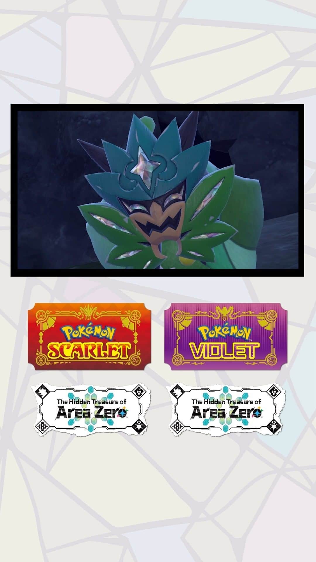 のインスタグラム：「The Hidden Treasure of Area Zero Part 1: The Teal Mask launches on September 13th!  Get ready to explore beyond Paldea's borders! 🗺️  #PokémonScarletViolet ❤️💜」