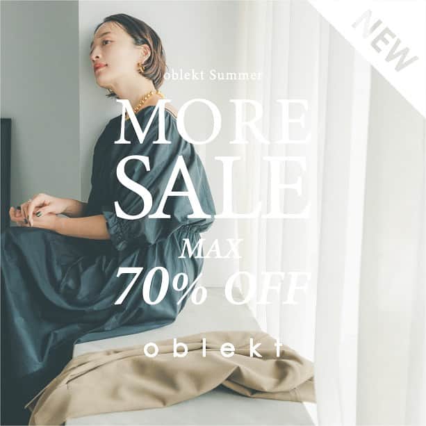 オブレクトのインスタグラム：「oblekt More SALE 開催中！  MAX 70%OFF！！   人気の高山都さんとのコラボアイテムを始め、今すぐ着られる夏アイテムから秋まで着られるものまで大変お得にお買い求めいただけます！   在庫が少ないアイテムもございますので、気になる方はお早めに！   ※新規会員登録1,000円OFFクーポンと併用していただけます。 ※税込15,000円以上で送料無料です。   この機会にぜひご利用ください。  詳しくはoblekt 公式オンラインストア（Re:Circulet リサーキュレット）をご覧ください🤍  +++++++++++++++++++  #miyakotakayama #高山都 #oblekt #オブレクト」