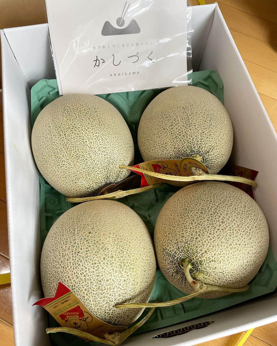 木尾陽平のインスタグラム：「大学の同級生からメロン届いた🍈✨ 北海道に住んでて毎年送ってくれる最高の同級生！ 入学して同じクラスになったのも 20年経っても交流があるのも 全てこのメロンの為だったんだと思う。  ほんで赤井川の｢かしづく｣さんのメロン めちゃくちゃ美味しい！！@kashiduku  山下！(現:塚原)今年もマジサンキュー！ また冬スキーしに行くな！ 減量も教えるわ！先は長そうだけど🐷」