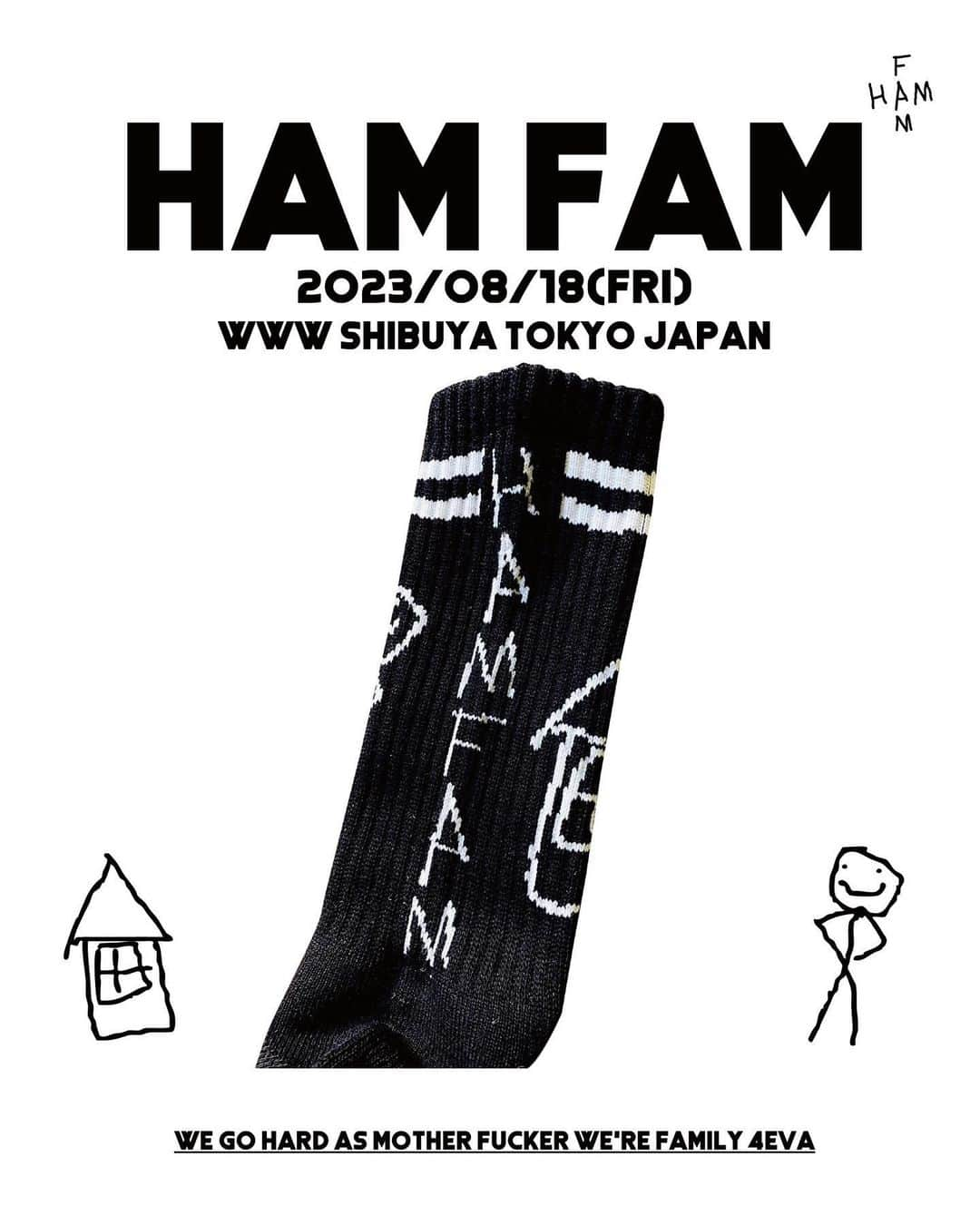 Jinmenusagiさんのインスタグラム写真 - (JinmenusagiInstagram)「23.08.18 #HAMFAM at @www_shibuya  Official Logo Tee (Black&White)  Produced by @masuda_sho / @msfstore.ebym   @skolor  @realalluniverse  @lnasisi  @nihac_dpg  @nicecream03」8月8日 23時45分 - 1eeyvng