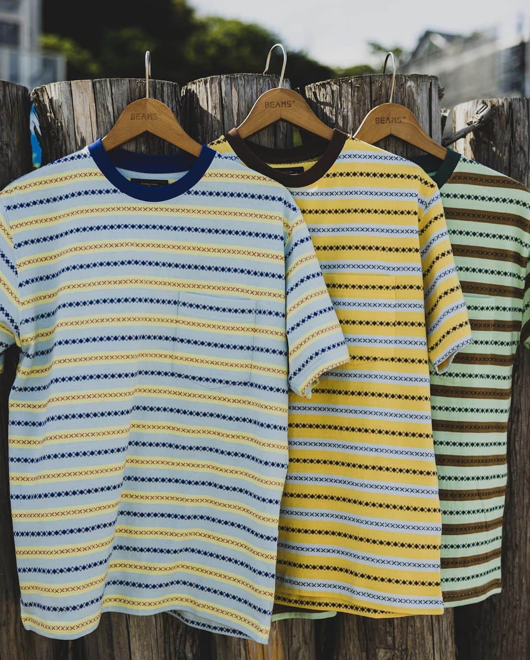 BEAMS+さんのインスタグラム写真 - (BEAMS+Instagram)「... Hope you love the laid-back vibe of BEAMS PLUS classic beachwear! ---------- ●Pocket Tee Pile Stripe A comfy T-shirt with a cool striped design, perfect for the beach. It's made from a mix of cotton and polyester for a soft feel.  ●Pocket Tee Jacquard Stripe This tee draws inspiration from vintage styles and features a unique jacquard stripe pattern created with special yarn.  ●B.D. Double Gauze Enjoy the breezy and soft feel of this gauze material, which has a lovely textured finish.  ●MIL 1 Pleat Athletic Shorts These shorts are designed with a touch of vintage charm, made from smooth nylon taffeta, and inspired by U.S. Navy swim shorts.  快適な着心地と洗練されたスタイル、BEAMS PLUSのクラシックなビーチウェア。 ---------- ● Pocket Tee Pile Stripe 海が似合うパイル素材とストライプ。コットンとポリエステルの混紡生地を使用。パイル地のループ長を短く設定し、パイル特有の重みを軽減。肌触りと着心地を考えたパイルTシャツ。  ● Pocket Tee Jacquard Stripe ビンテージ Tシャツから着想し、オリジナルで編み立てたジャカードストライプ。40番双糸を使い、4色の先染め糸で編みあげています。  ● B.D. Double Gauze 柔らかで通気性に富むガーゼ素材。生地染めを行うことでふっくらとした風合いに仕上げています。   ● MIL 1 Pleat Athletic Shorts 50デニールナイロンタフタを使用。ヴィンテージ感のある微光沢のナイロンは、もちろんオリジナルファブリック。 U.S.NAVYのスイムショーツをベースにデザインしたモデルです。 . @beams_plus @beams_plus_harajuku @beams_plus_yurakucho #beamsplus」8月8日 20時02分 - beams_plus_harajuku