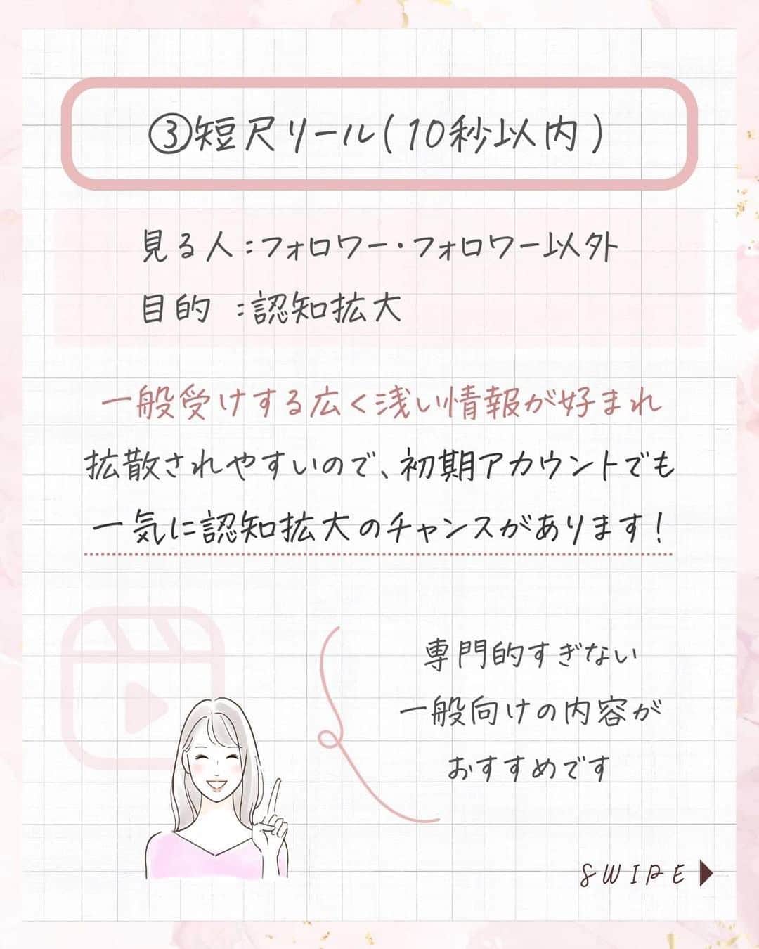 美波さおりさんのインスタグラム写真 - (美波さおりInstagram)「『Instagramの機能』 使い分けできていますか？ 実は機能によって届く相手が違うのです！ 今回は、どの機能で何を発信するべきか ご紹介しますね♡  ①フィード投稿 ②ストーリー ③短尺リール(10秒以内) ④長尺リール(最大90秒) ⑤インスタライブ ⑥あなたの発信にあった機能  ぜひ 参考にしてくださいね💕 お役に立てたら嬉しいです！  ====  LINEのお友達登録で  【お花素材】プレゼント✨🎁  欲しい方はコメント欄に 「❤️」とコメントください☺️ ⁡ お受け取り方法をDMします✨  ====  ⁡公式LINE登録はプロフィール欄から↓ @sarixoxo101  #インスタスクール#インスタ初心者#インスタデザイン#インスタ集客#インスタ集客ノウハウ#インスタ集客テクニック#世界観ブランディング#世界観」8月8日 20時04分 - sarixoxo101
