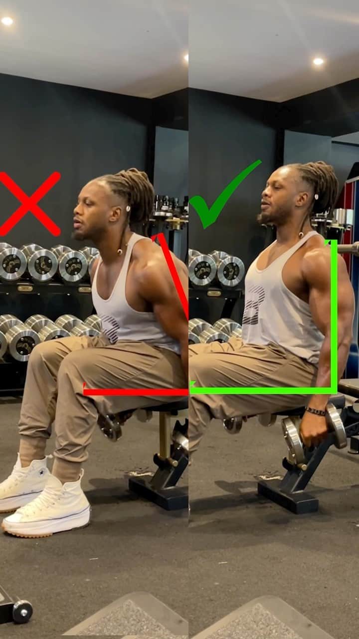 Ulissesworldのインスタグラム：「Training Tip Tuesday 🔥 Bicep Edition 💪🏾  The seated dumbbell biceps curl is a popular exercise for building bigger biceps. While curls can effectively be performed standing as well, performing them seated can enforce strict form and perhaps boost the mind-muscle connection  Benefits 1. Builds bigger, stronger biceps 2. Great for building the biceps peak 3. Eliminates lower-body momentum and enforces strict form  Don’t do this!!! The biggest mistake I see with Seated Dumbbell Curls is swinging the dumbbells at the bottom of the rep. Lower the weights down under control and do not swing them at the bottom. The other mistake I see usually comes when an athlete is trying to use too much weight.  What would you like to know more about next? Comment below 💪🏾」