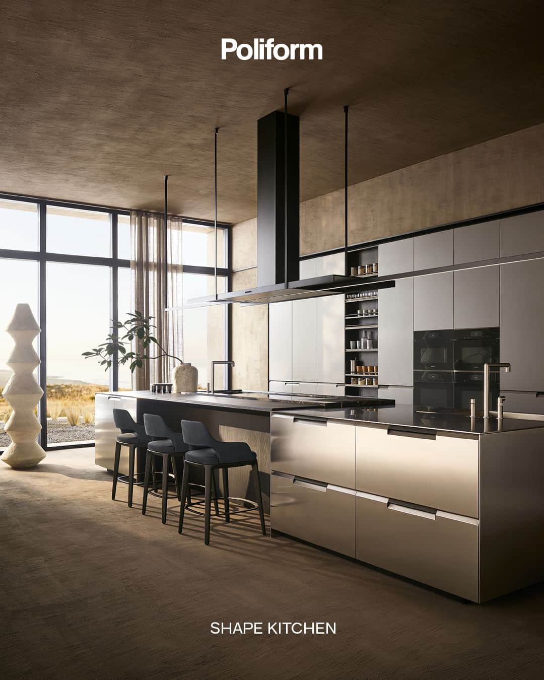 Poliform|Varennaのインスタグラム：「When a kitchen design ensures stylistic consistency and visual integrity with the rest of the home. Discover Shape and the entire Poliform kitchen collection on poliform.com.  #poliform #design #madeinitaly #home #homedesign #living #poliformhome #poliformnews #poliformnovelties #poliformnewcollection #poliformkitchen #poliformkitchencollection #kitchen #kitchens #poliformshapekitchen #shapekitchen #poliforrmnewhome #poliformlifestyle」