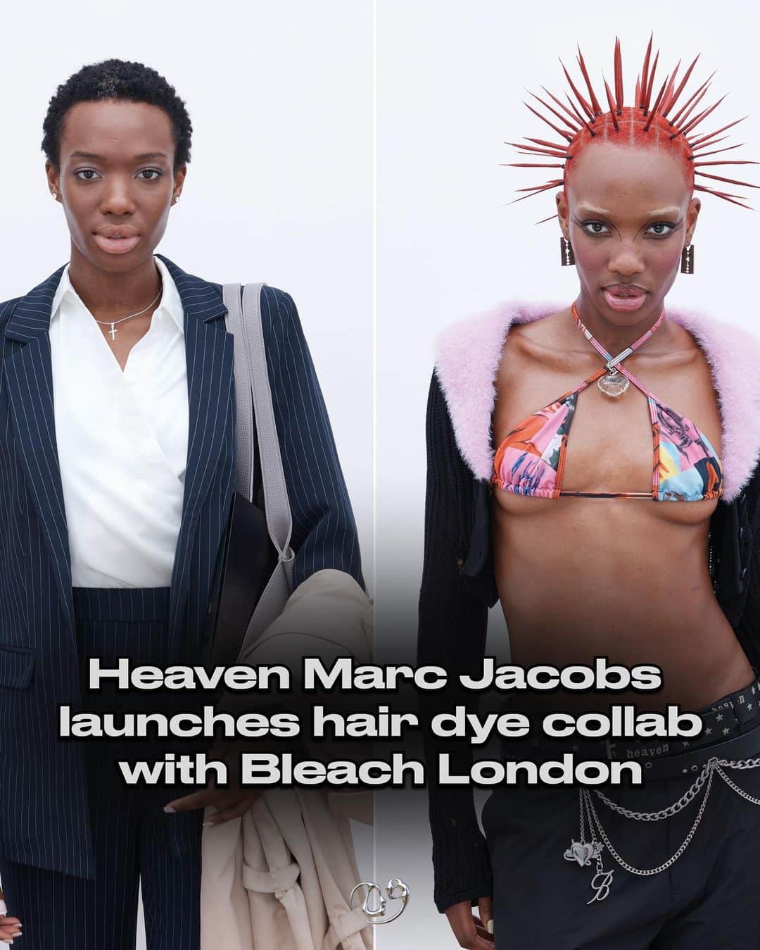 のインスタグラム：「It’s a match made in grunge heaven, almost literally 💥⁠ ⁠ Today, @bleachlondon and @heavn by @marcjacobs reveal that they have combined forces on a new hair dye collaboration that will make it easier than ever to feel like an apocalyptic teen.⁠ ⁠ “I think our brands share some DNA, with irreverent ideas and grungy nostalgic aesthetics, so when a product collaboration was suggested, we jumped at the chance,” says hairstylist @alexbrownsell, co-founder and creative director of Bleach. “We wanted to create a colour collection with futuristic tones, unlike anything we’d seen or done before.”⁠ ⁠ Celebrating innovation and connection between the worlds of fashion and beauty, this collection marks the first time a luxury fashion brand has ventured into a hair colour collaboration. ⁠ ⁠ Tap the link in bio to read more 🔗⁠ ⁠ ✍️ @abkperters⁠ 📸 Courtesy of Bleach London⁠ ⁠ #Dazed #DazedBeauty」
