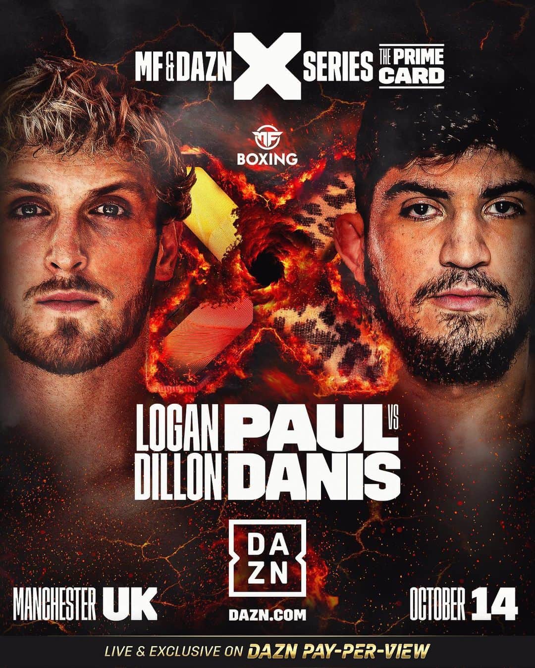 ローガン・ポールのインスタグラム：「OCTOBER 14 I return to boxing after fighting Floyd Mayweather over 2 years ago.  I doubt this little parasite will show up but if he does I’m going to erase him from existence.  The PRIME Card — Oct 14 in Manchester, live on DAZN PPV!  @drinkprime | @misfitsboxing | @daznboxing」