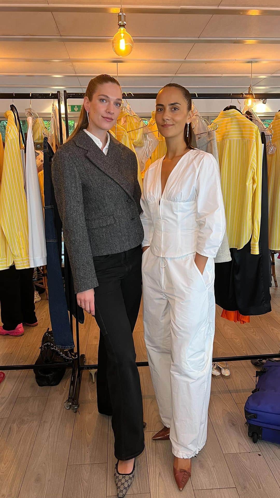 MATCHESFASHION.COMのインスタグラム：「#MATCHESBehindTheShow with @sakspotts at #CPHFW. The founders, @cathrinesaks and @barbarapotts give us a special preview of their SS24 show in Copenhagen. We even got to ride on the Saks Potts party bus 🪩」