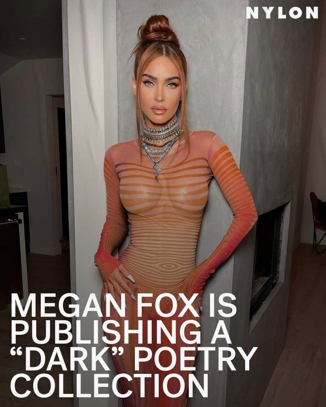 Nylon Magazineのインスタグラム：「#MeganFox has always been a poet at heart. The actor once said that when she gets angry, she writes Nietzsche poems on the wall in permanent marker... every beautiful woman needs a creative release! Now, she's ready to share her “heartbreaking and dark” collection of 80+ poems — and we will be reading, immediately. Head to the link in bio for everything we know.  [RG: meganfox]」