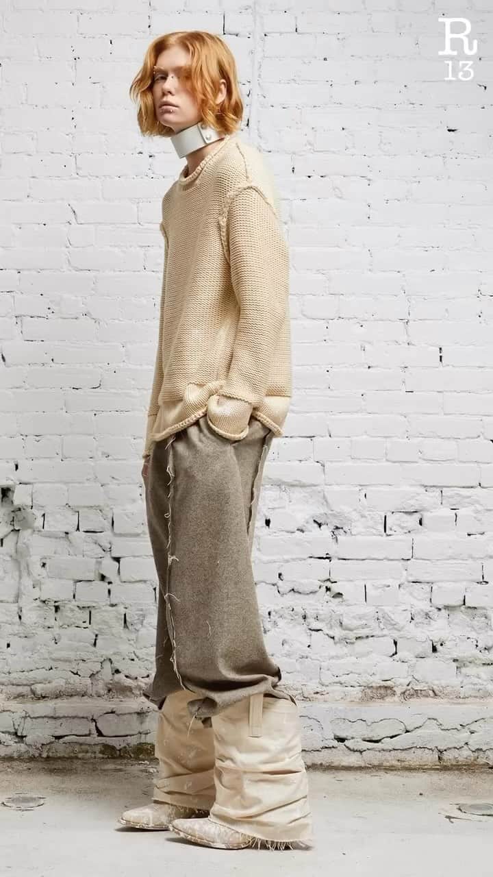 のインスタグラム：「The Rolled Edge Sweater: Now available with the Pre-Fall 2023 collection.  Available at R13.com and our flagship store on 34 Howard Street.  #r13 #r13denim #prefall」