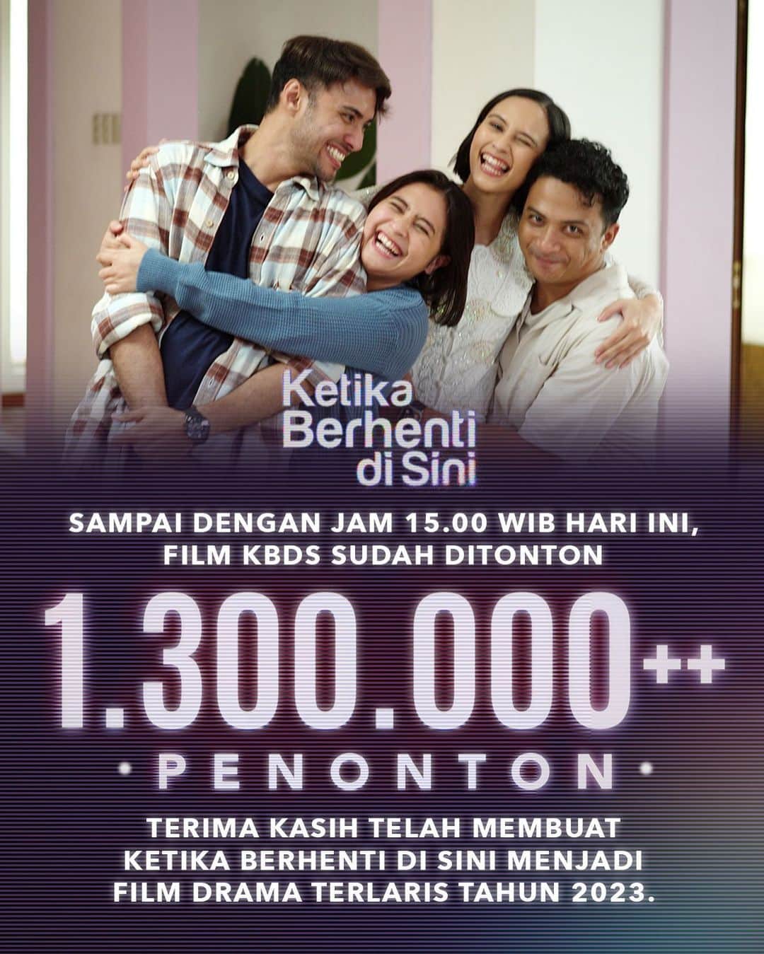 Prilly Latuconsinaのインスタグラム：「Terima Kasih Semuanyaaa 🥺  FOMO GAK SIH? 😊  Makasih teman-teman, kalian adalah salah satu dari 1,3 juta penonton Ketika Berhenti di Sini.  Boleh share pengalaman nontonnya di kolom komentar ya. 😘  #KetikaBerhentidiSini  #MerayakanKehilangan」