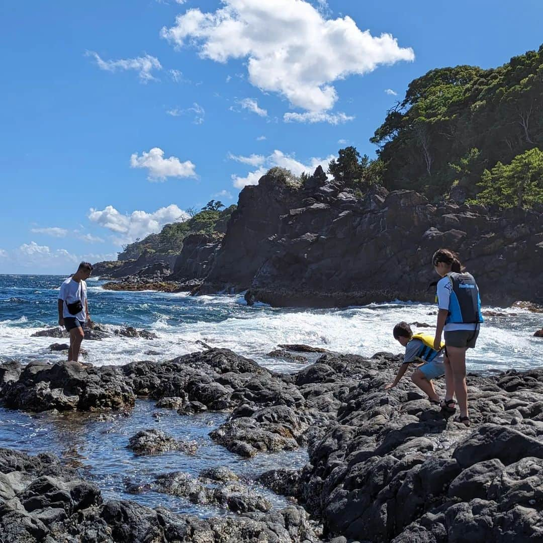 aicoco0202のインスタグラム：「𝚆𝚎𝚎𝚔𝚎𝚗𝚍…♡ . . . . この週末は夏の家族旅行で 伊豆〜熱海〜箱根へ🚙✨ . . 初日は早朝に家を出発して 午前中はアニマルキングダムへ行き、 午後は伊豆の海で磯遊びと アクティブに1日を満喫！ . . . 磯遊びは台風の影響で波が高めだったので あまりたくさんは遊べなかったけれど、 大人2人も童心にかえりながら笑 子どもたちといっしょに楽しみました🏖️ . . そして動物だいすきな息子は 間近で動物を見たり触れたりできる アニマルキングダムに朝からテンションMAX！ . キリンの餌やり体験にもトライしたのですが、 舌を巻き付けてエサを食べてた！と 子どもたちは新しい発見に大興奮でした♥ . . . 2日目は鈴廣かまぼこ博物館へ🎵 . ここではかまぼこの原料や作り方について パネルばかりじゃなくて体を動かしたり 触ったりしながら学べるように わかりやすく展示されていたので、 2人とも興味を持って学んでいた様子✨ . . . そしてここへ来た1番の目的が手作り体験！ . ということで事前に予約していた "あげかまの手作り体験"もしてきました🐟 . . 私は息子の補助役で隣で見ていたのですが、 フリーズドライのすり身パウダーを材料に使っていて こんなものがあるのかとビックリ！！！ . それに水を加えてすり身に戻して 好きな形に成形したらその場で揚げてもらい 揚げたてをいただくという内容で、 子どもたちも自分で作ったあげかまは 格別だったみたいでご満悦でした☺️♥ . 他にかまぼこやちくわの手作り体験もあって こちらも面白そうだったな〜🎵 . . ちなみに息子は展示の中にあった "かまぼこ板アート"に心惹かれたようで、 帰ってきてから買ったかまぼこを食べて その板でさっそく製作に励んでいた模様👦✨笑 . . . . そして旅の〆には海鮮丼を♥ . 食べたかった金目鯛も食べれたし笑、 いろんな経験もたくさんできた2日間でした！ . 夏の楽しい思い出の1ページが増えたけど、 まだまだ今年の夏も楽しむぞ〜😆✨✨ . . . . #MartWEEKENDER#家族で過ごす週末#ときめく週末#小学生ママ#夏休み#家族旅行#伊豆#熱海#磯遊び#伊豆アニマルキングダム#鈴廣かまぼこ博物館#Mart#暮らしを楽しむ」