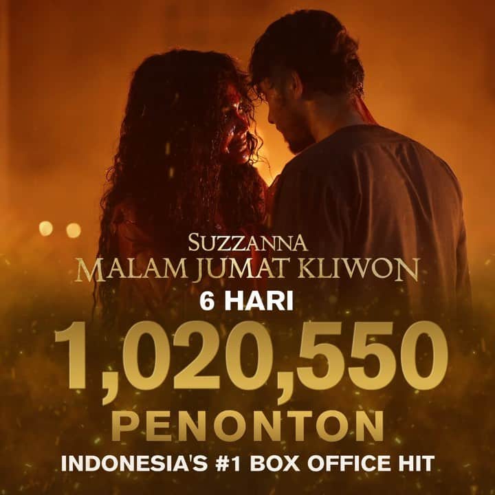 ルナ・マヤのインスタグラム：「Mbak Suzzanna seneng banget! Akhirnya lebih dari 1 JUTA penonton di hari keenam film #Suzzanna tayang di bioskop🫶  Suzzanna: Malam Jum’at Kliwon, INDONESIA’S #1 BOX OFFICE HIT🔥」