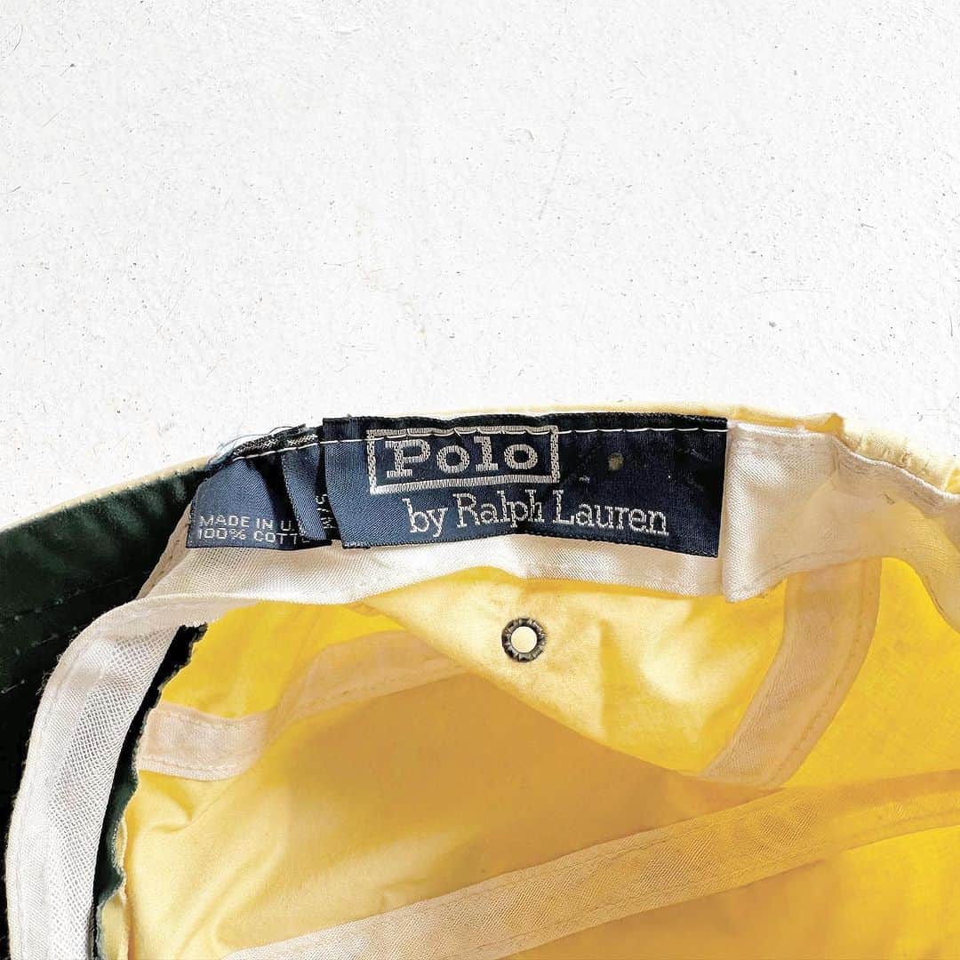 DROP...vintage select shopさんのインスタグラム写真 - (DROP...vintage select shopInstagram)「1990s POLO RalphLauren Long Bill Cap lemon yellow size S/M  90年代、アメリカ製、 初期のロングビル。 レモンイエローの無地タイプ。  非常にレアです。」8月9日 13時55分 - tokyo_drop