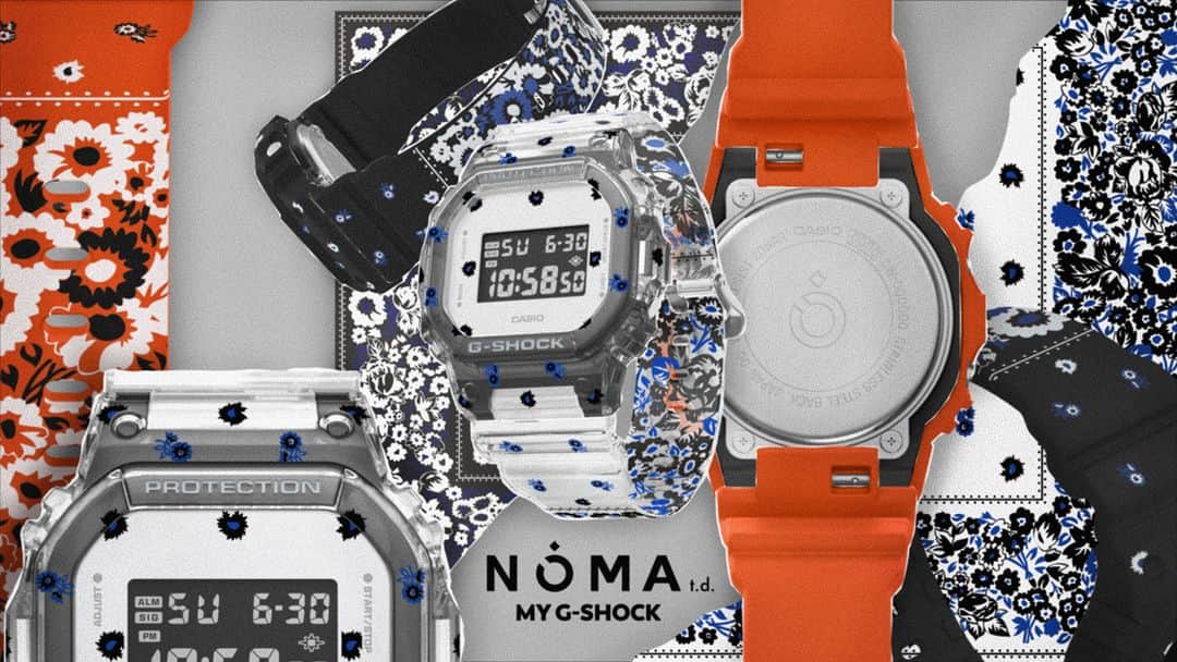 のインスタグラム：「MY G-SHOCK × NOMA t.d.  G-SHOCKのカスタマイズサービス「MY G-SHOCK」とファッションブランド「NOMA t.d.」とのコラボレーションパーツが本日発売します！  DWE-5610NMは、NOMA t.d. を象徴するオリジナルのテキスタイル柄をデザインに落とし込んだカスタマイズモデル。伝統的に見えて新しい、NOMA t.d. ならではのテキスタイル柄が、G-SHOCKの普遍性に彩りを加えます。  それぞれのカラーリングを自分好みに組み合わせて、243通りの中から自分だけのコラボモデルを作ろう！  DWE-5610NM  ※他のカラーパーツとは組み合わせができません。  ※「MY G-SHOCK」は現在、日本国内限定のサービスです。日本国外からはご購入頂けませんのでご注意ください。  ※MY G-SHOCK is currently only available in Japan. The product cannot be purchased from overseas.   ｜NOMA t.d. @noma_textiledesign 2005年、野口 真彩子氏と佐々木 拓真氏によってスタート。ハンドドローイングを活かした個性的なテキスタイルと日本を始め海外で出会った伝統技術に新しい視点を加え、コンテンポラリーなコレクションを展開。ブランドのデザインスタジオでは、テキスタイルから派生した家具やオブジェなどのプロダクト製作も行う。また2人のキュレーションによる写真家やペインターなどの展覧会を数多く行い、アートブックの出版も手がける。  #g_shock #myg_shock #dwe5610 #mygshock #customizeG #customize #collaboration #nomatd #fashion #watchoftheday」