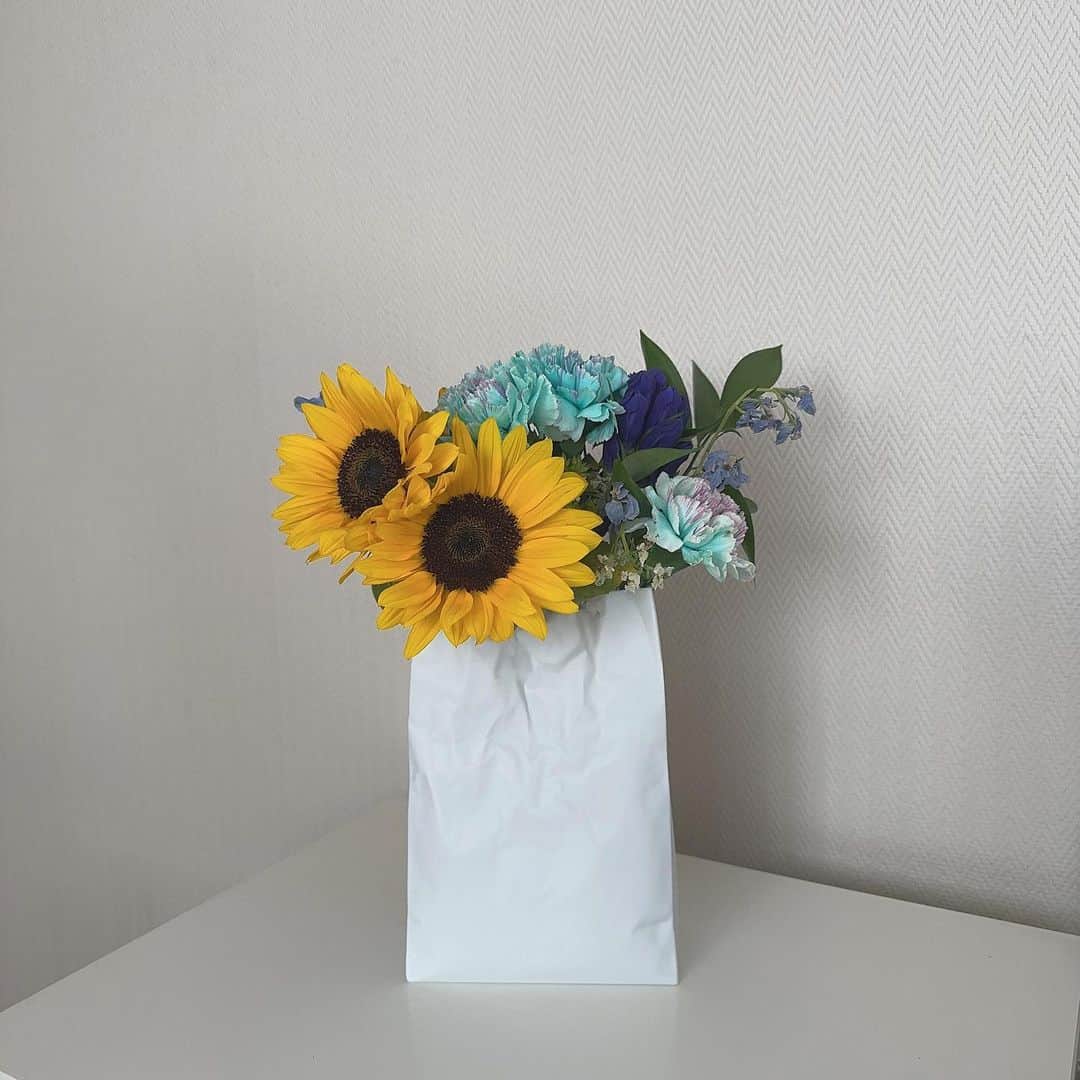 志田彩良のインスタグラム：「お誕生日に頂いた花瓶とお花🦋」