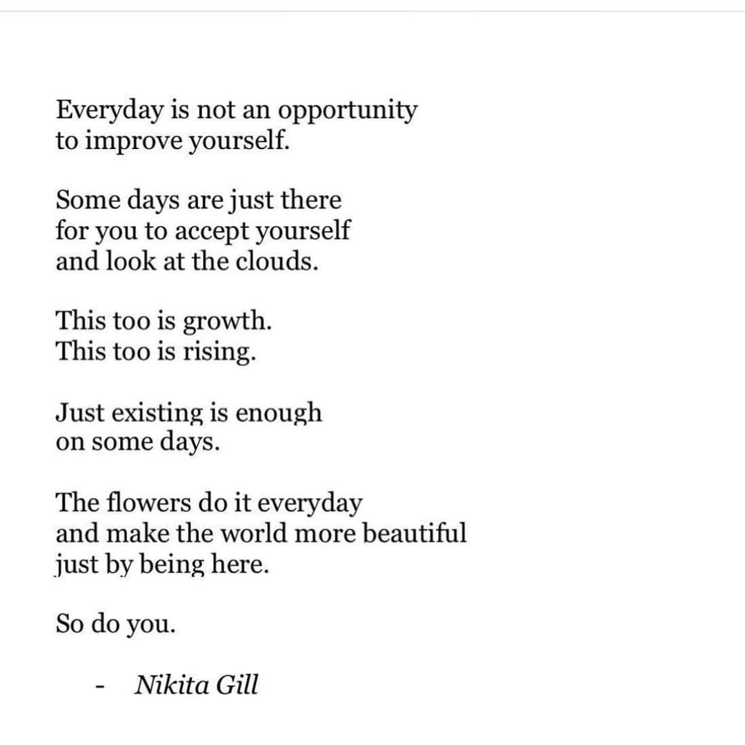 のインスタグラム：「On some days… 🌷☁️☺️ #wednesdaywisdom @nikita_gill」