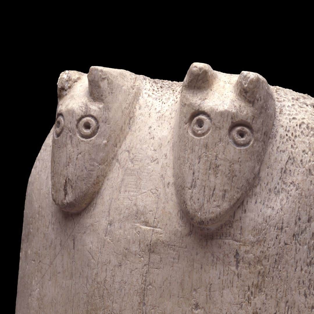 大英博物館のインスタグラム：「Today is #MoominsDay – and we couldn’t help but notice an uncanny resemblance between the beloved children’s characters and this adorable chess piece! ♟  @MoominOfficial are the creation of Finnish author and illustrator Tove Jansson, who was born #OnThisDay in 1914 🗓  Meanwhile, this chess piece pre-dates the first appearance of the Moomins by about 1000 years!   Decorated with two whimsical animal heads, it was probably used as a rook or a bishop during gameplay.  🔎 Animal-headed chess piece. Whalebone, from Dorset in the UK, around 900–1000 AD.   #BritishMuseum #Moomins #Chess」