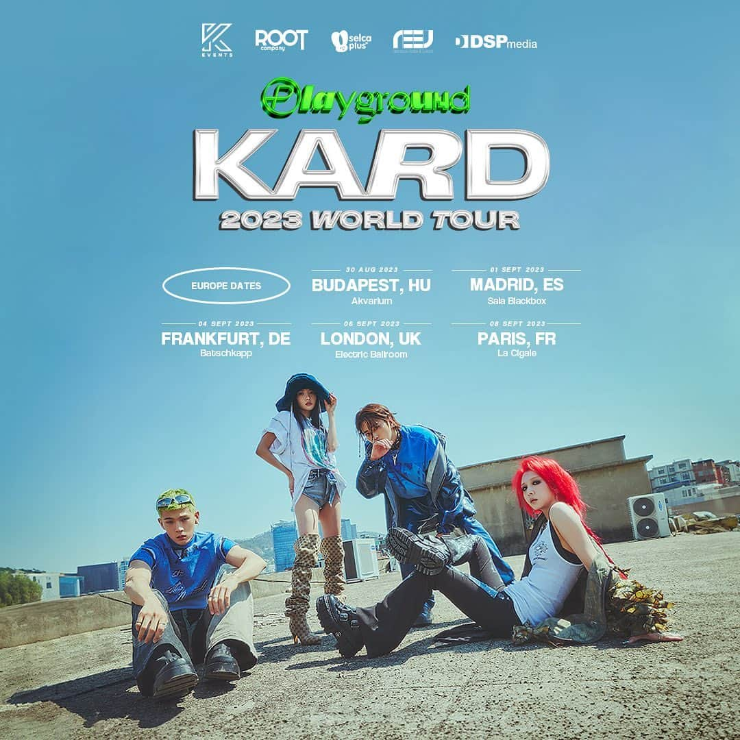 K.A.R.Dさんのインスタグラム写真 - (K.A.R.DInstagram)「[#KARD] 2023 KARD WORLD TOUR <PLAYGROUND>  Frankfurt : https://bit.ly/3CDRBLv Budapest : https://bit.ly/3CCK2EG Madrid : https://bit.ly/42RzD2G London : https://bit.ly/467LlJj Paris : https://bit.ly/3qTVCIS  #KARD #카드 #KARDTOUR #2023KARDTOUR_PLAYGROUND #PLAYGROUND_KARD」8月9日 19時50分 - official_kard