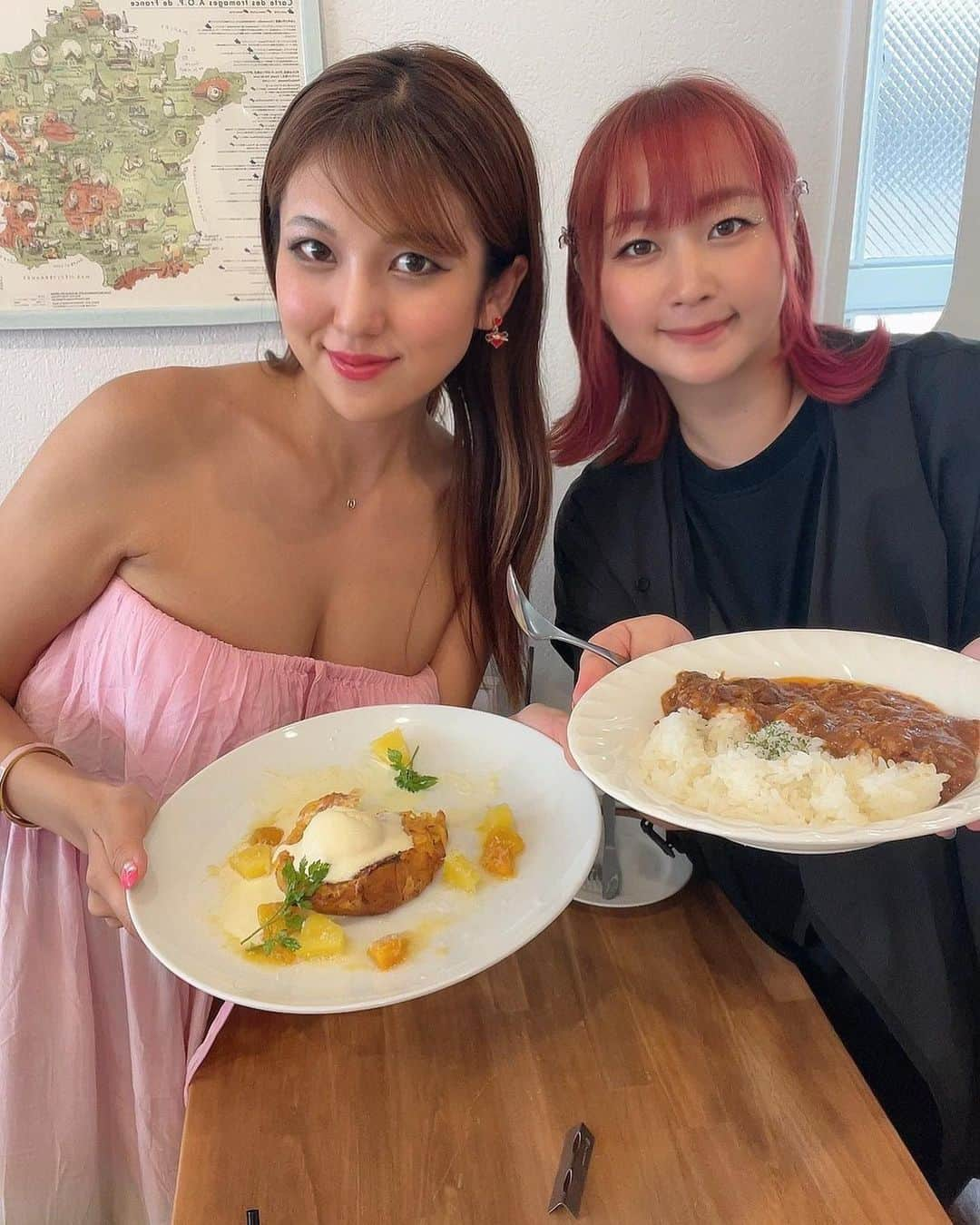 来栖あこのインスタグラム：「🍽 あさみすとランチ🌈🌈💖  AI面白い〜別人だっっ🤭💕w」